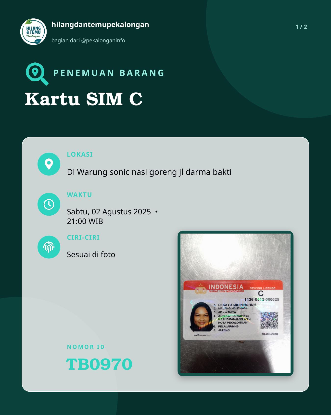 Slide 1 laporan Kartu SIM C
