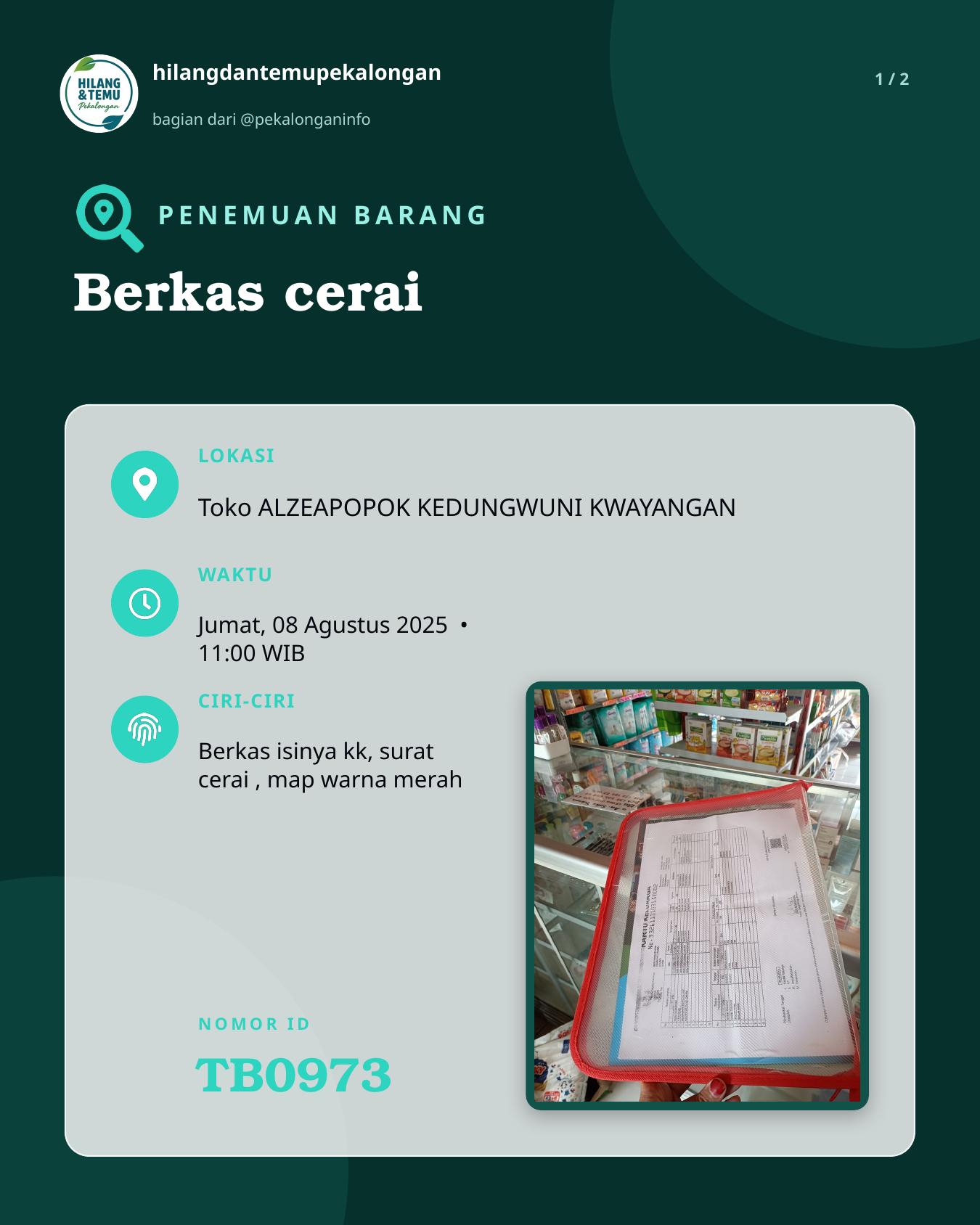 Slide 1 laporan Berkas cerai
