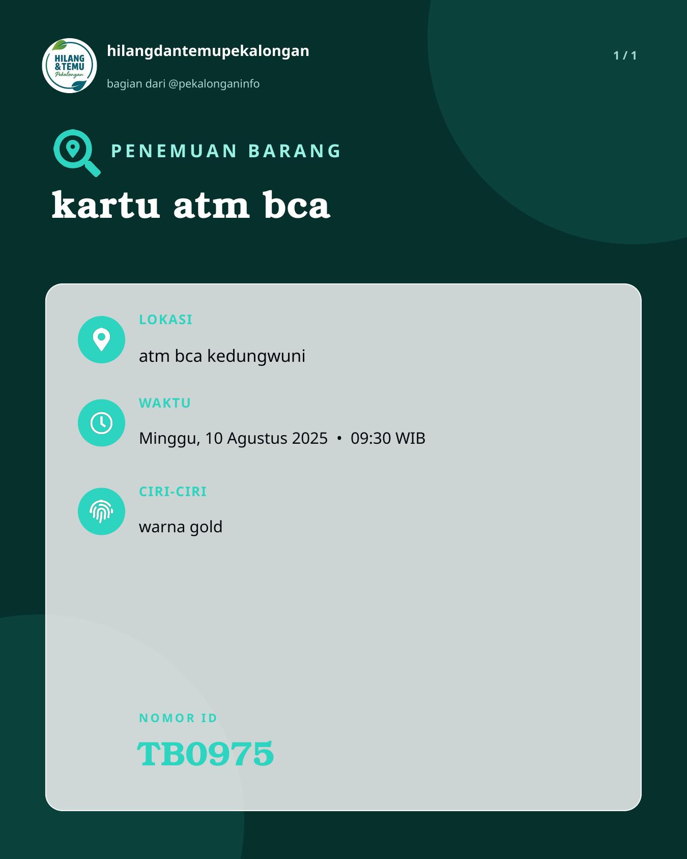 Slide laporan kartu atm bca (TB0975)