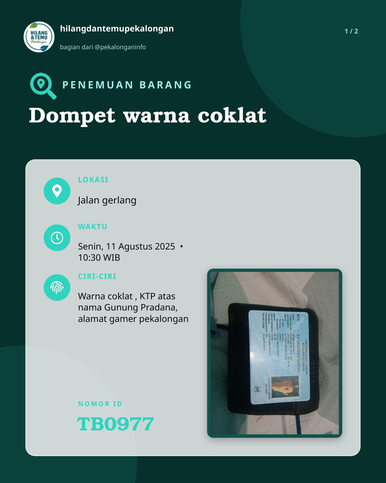 Slide 1 laporan Dompet warna coklat