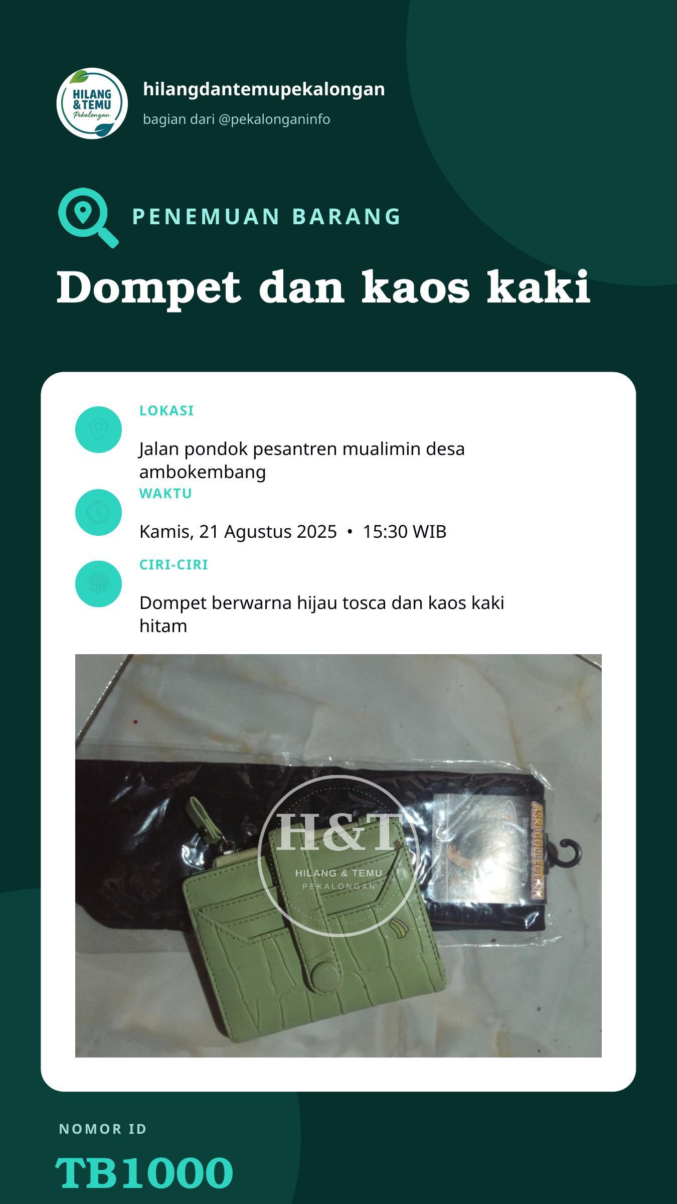Story 9:16 laporan Dompet dan kaos kaki