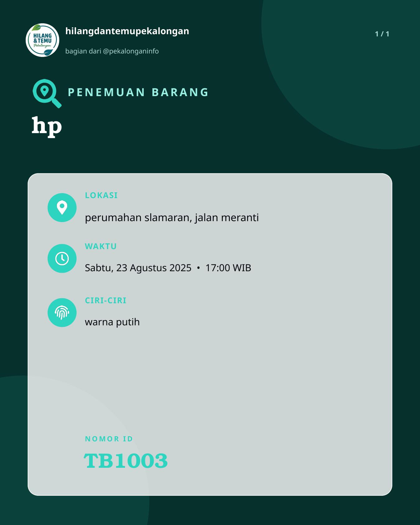 Slide laporan hp (TB1003)