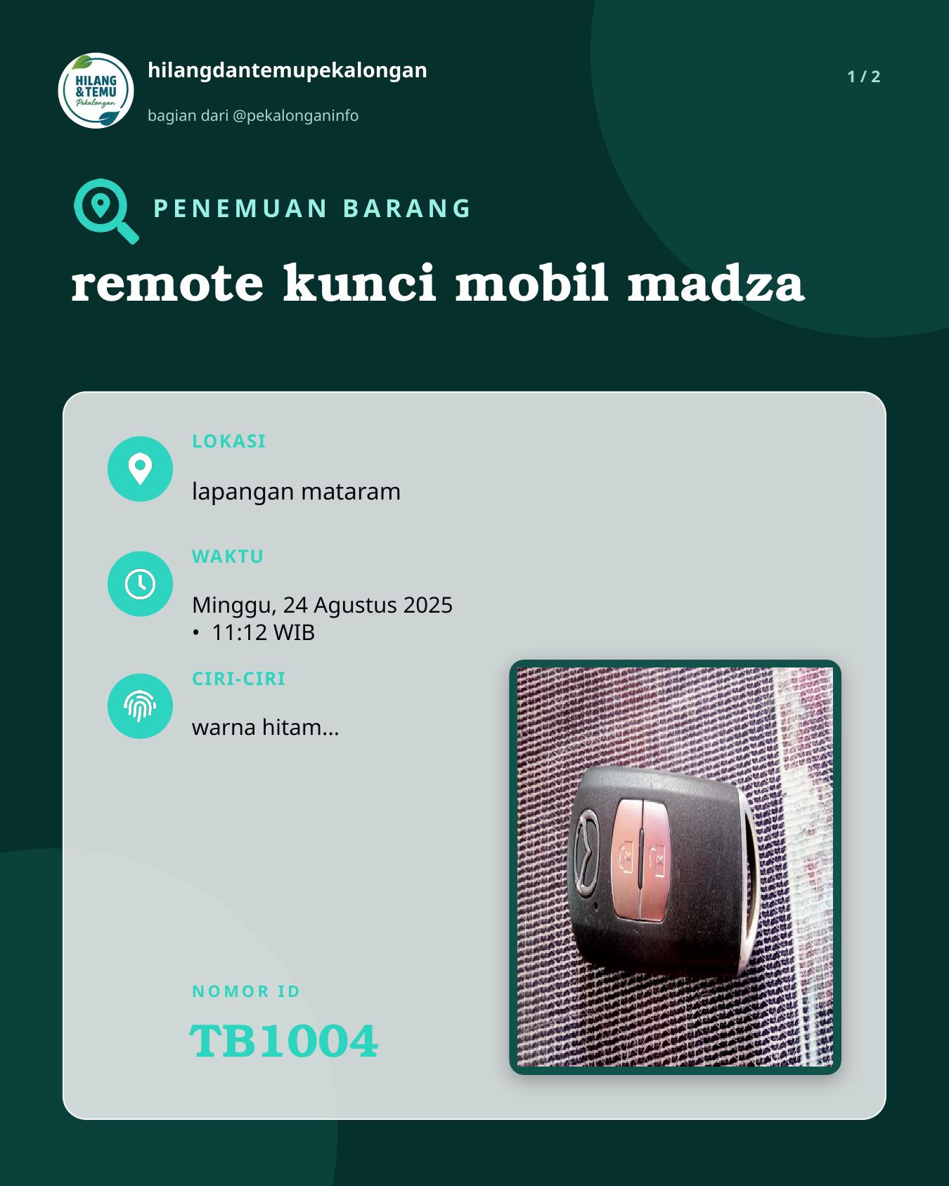 Slide 1 laporan remote kunci mobil madza