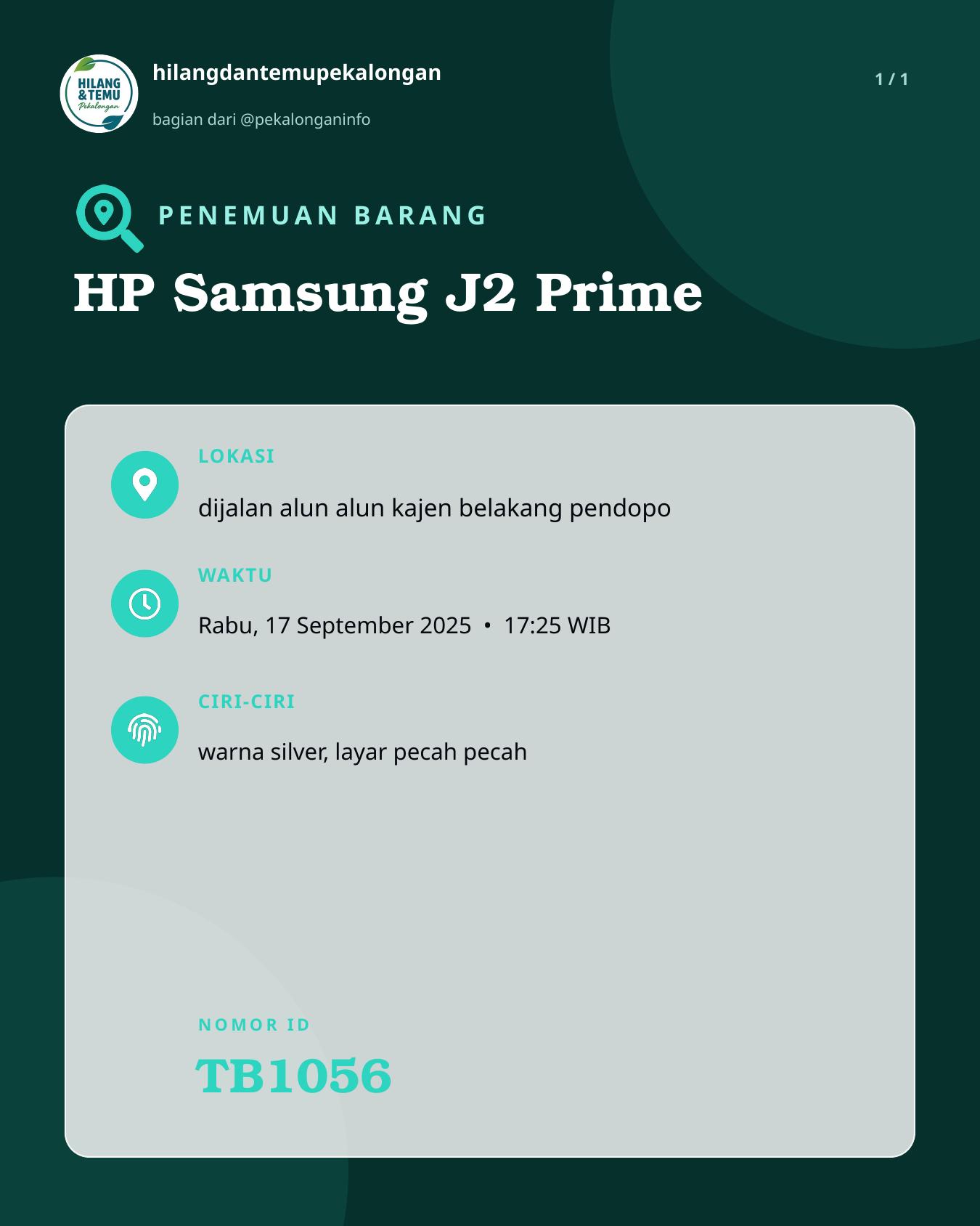 Slide laporan HP Samsung J2 Prime (TB1056)