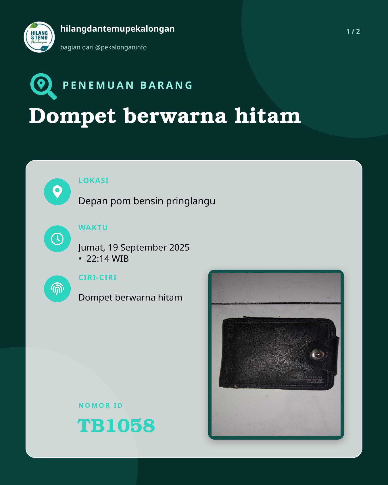 Slide 1 laporan Dompet berwarna hitam