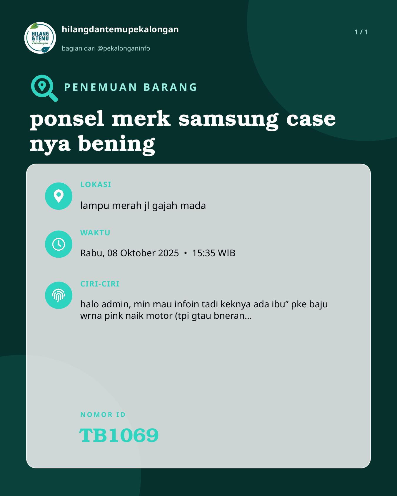 Slide laporan ponsel merk samsung case nya bening (TB1069)