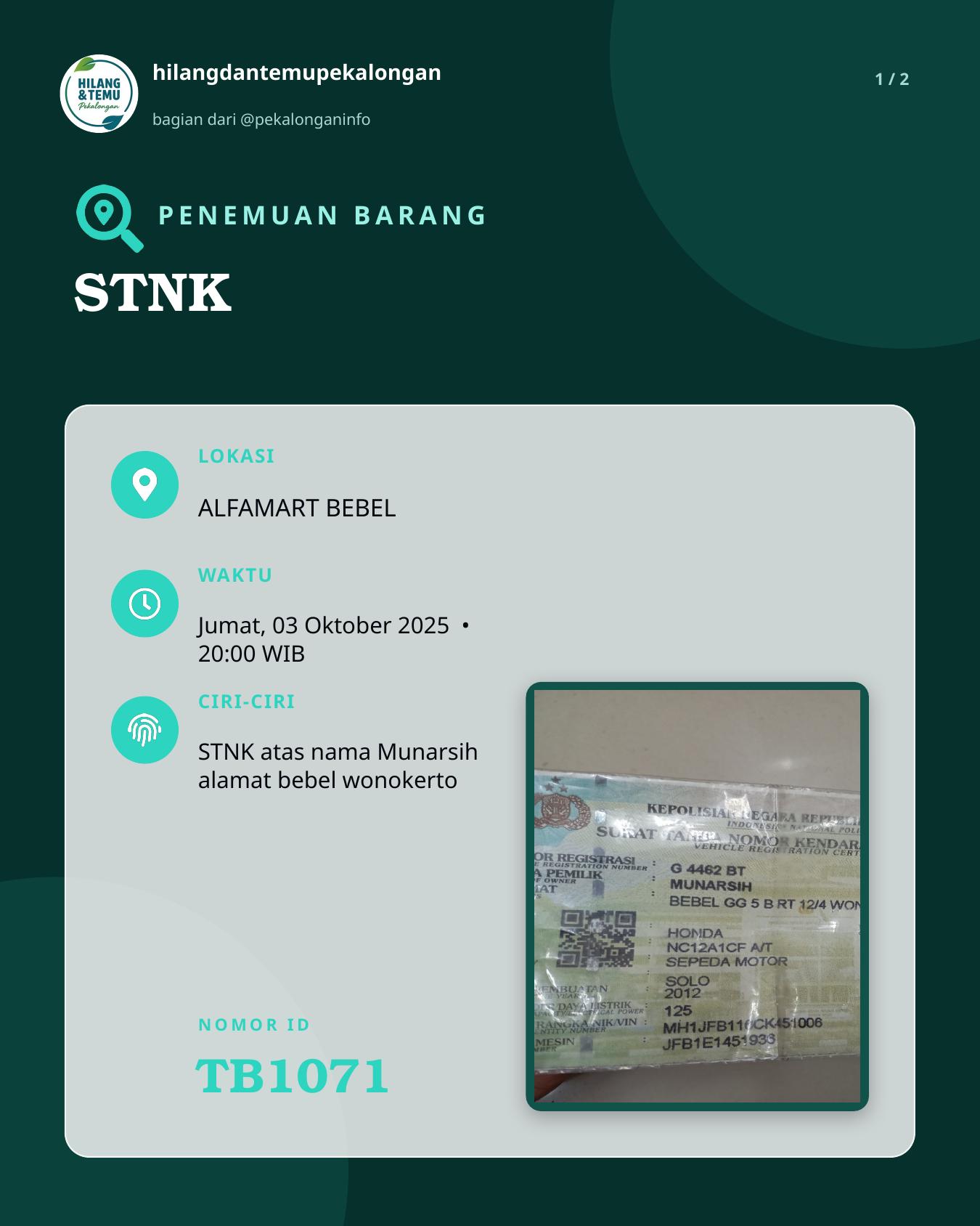 Slide 1 laporan STNK