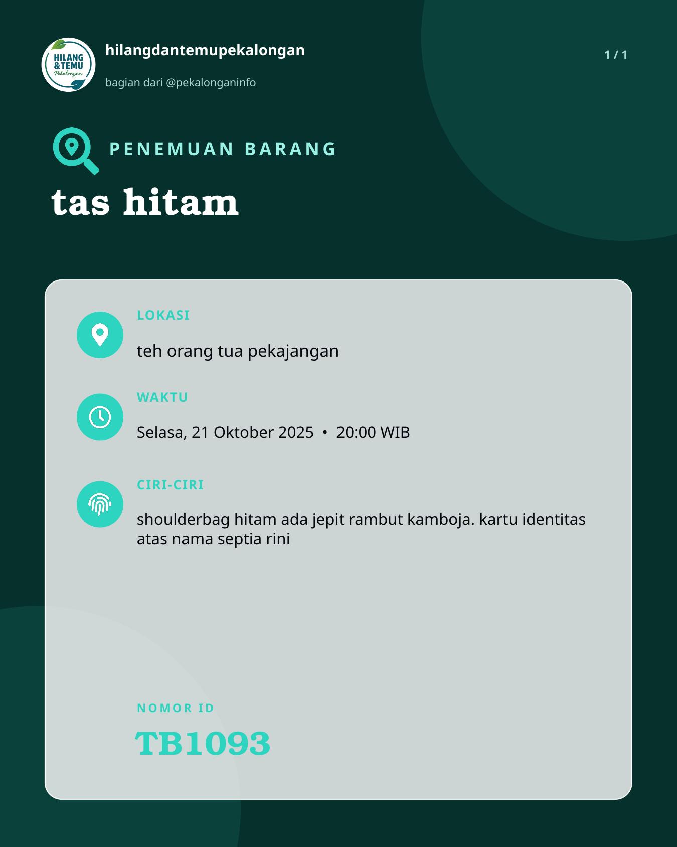 Slide laporan tas hitam (TB1093)