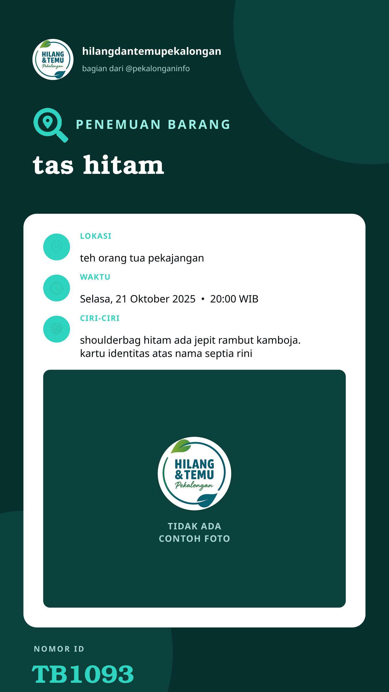 Story 9:16 laporan tas hitam