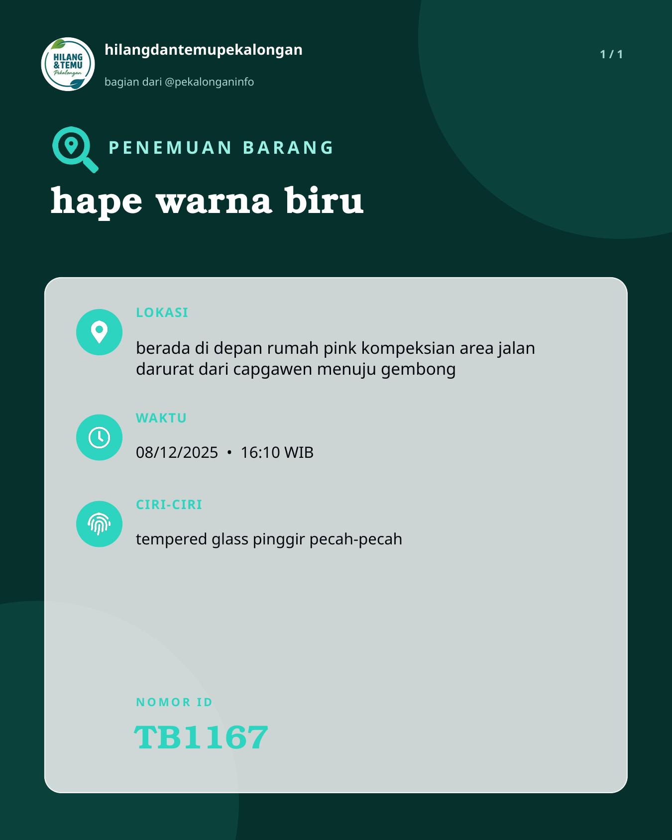 Slide laporan hape warna biru (TB1167)