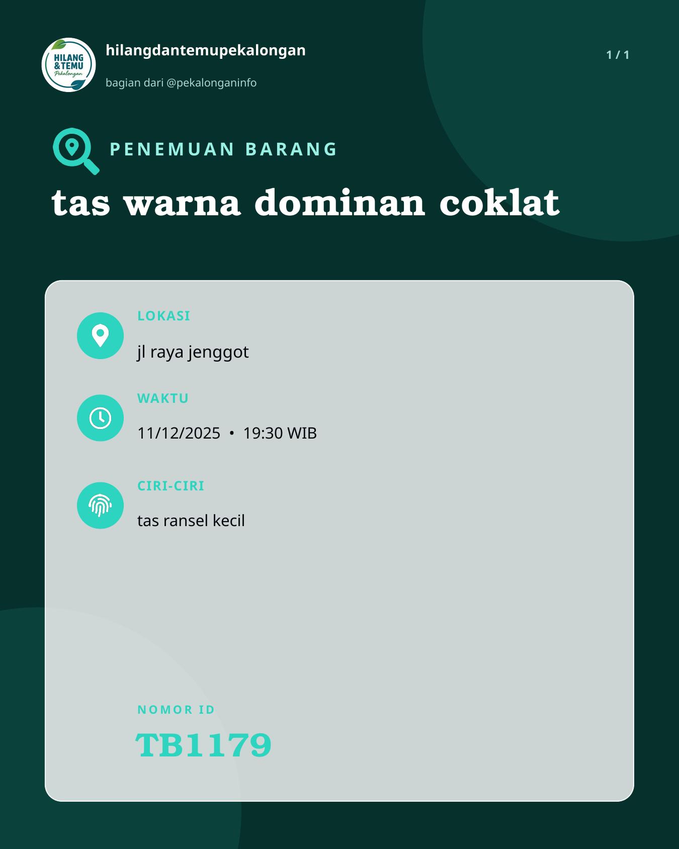 Slide laporan tas warna dominan coklat (TB1179)