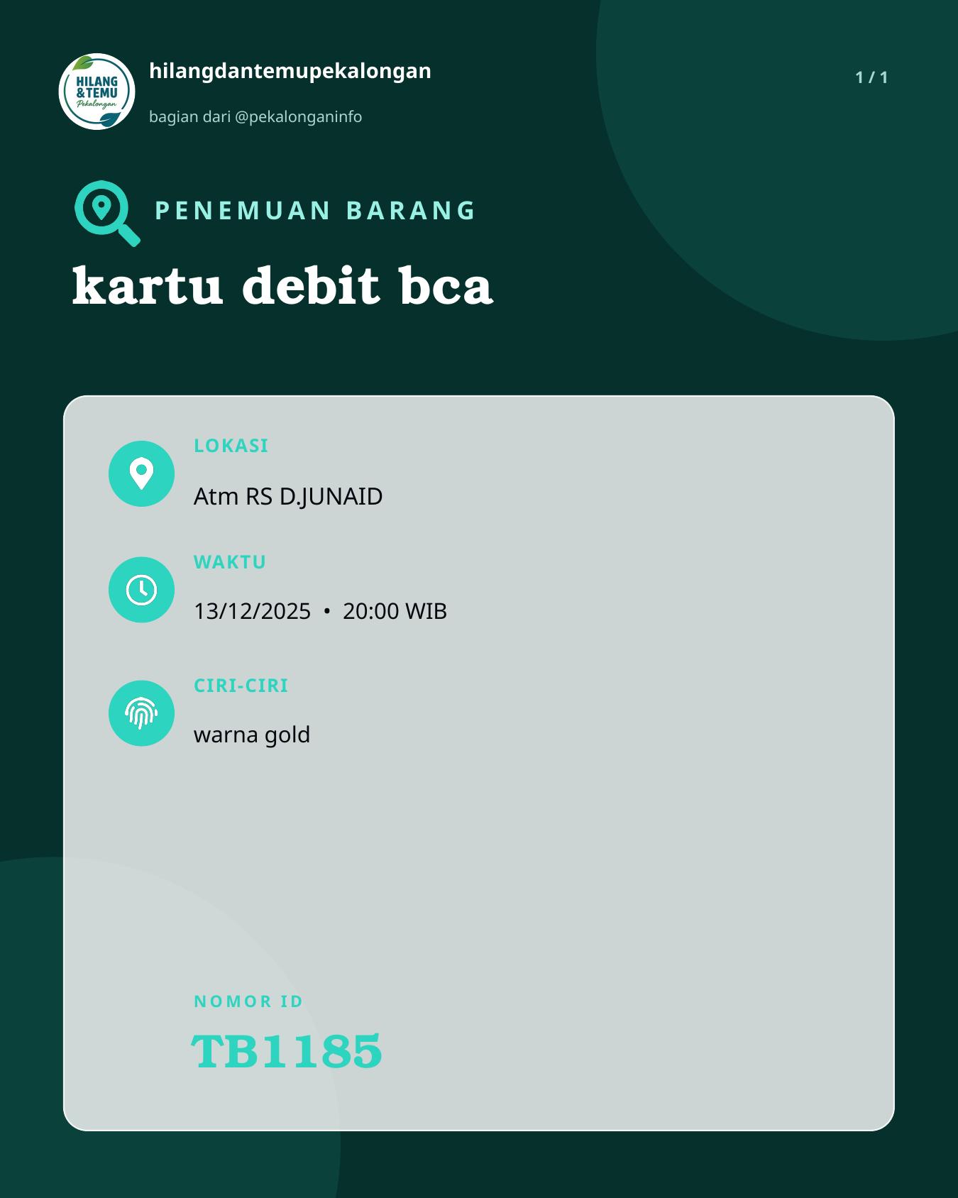 Slide laporan kartu debit bca (TB1185)