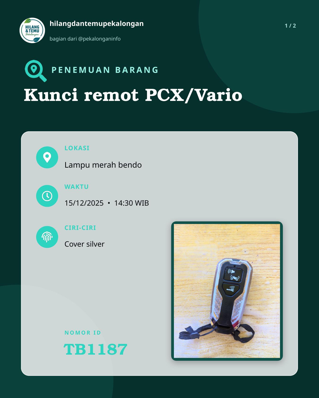Slide 1 laporan Kunci remot PCX/Vario