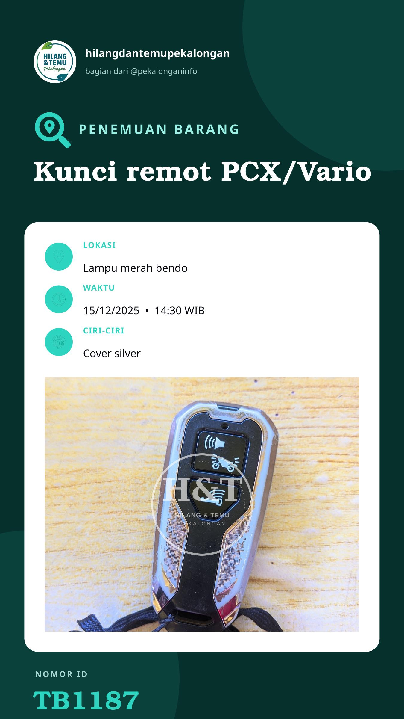 Story 9:16 laporan Kunci remot PCX/Vario