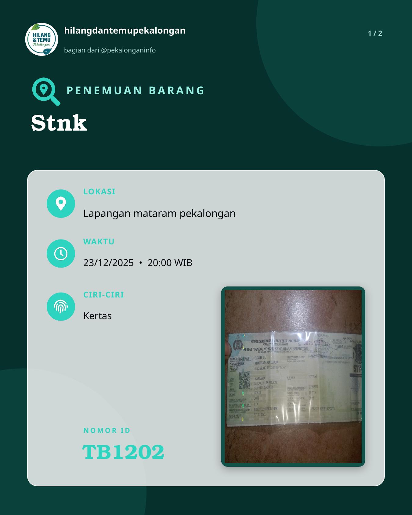 Slide 1 laporan Stnk