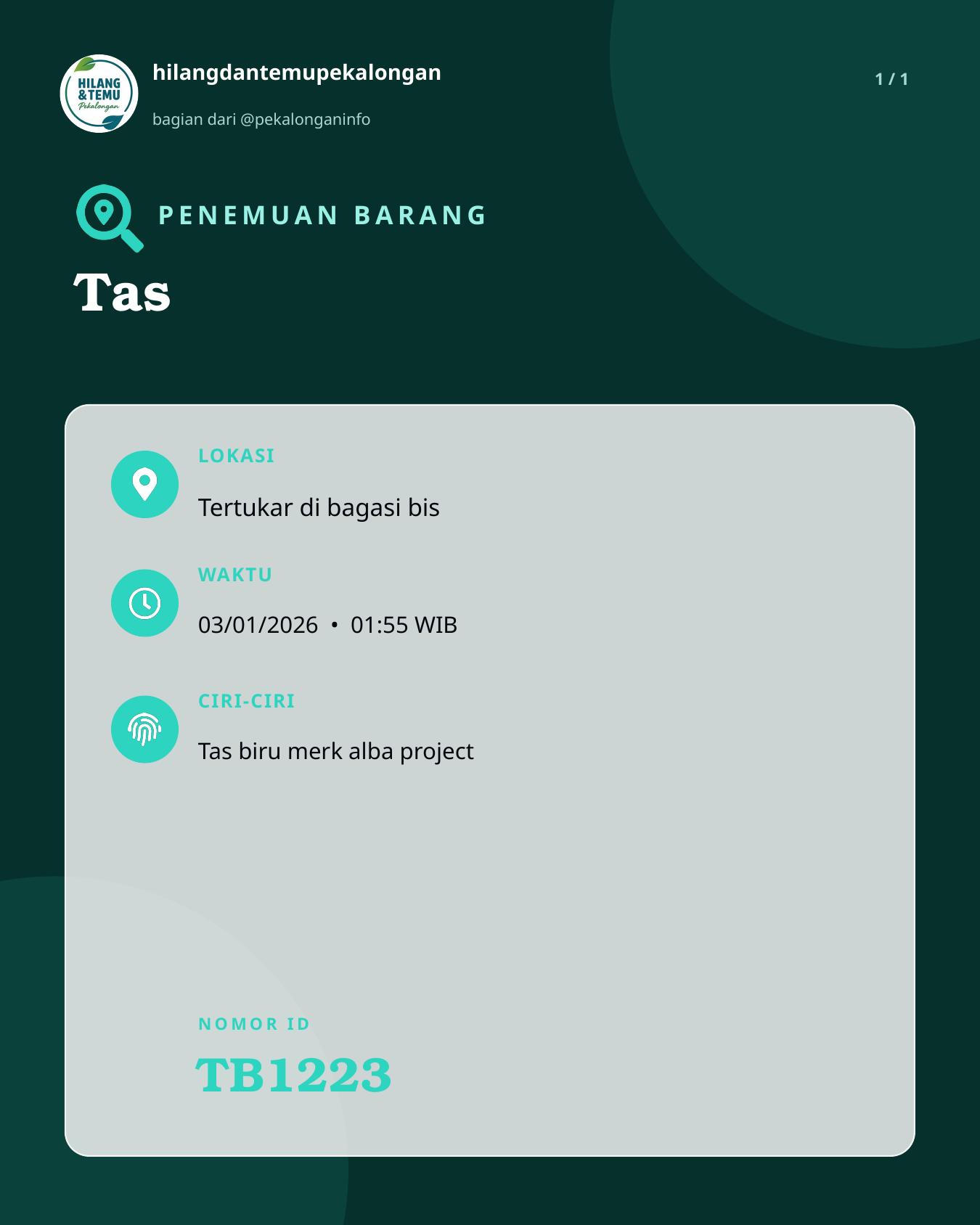 Slide laporan Tas (TB1223)