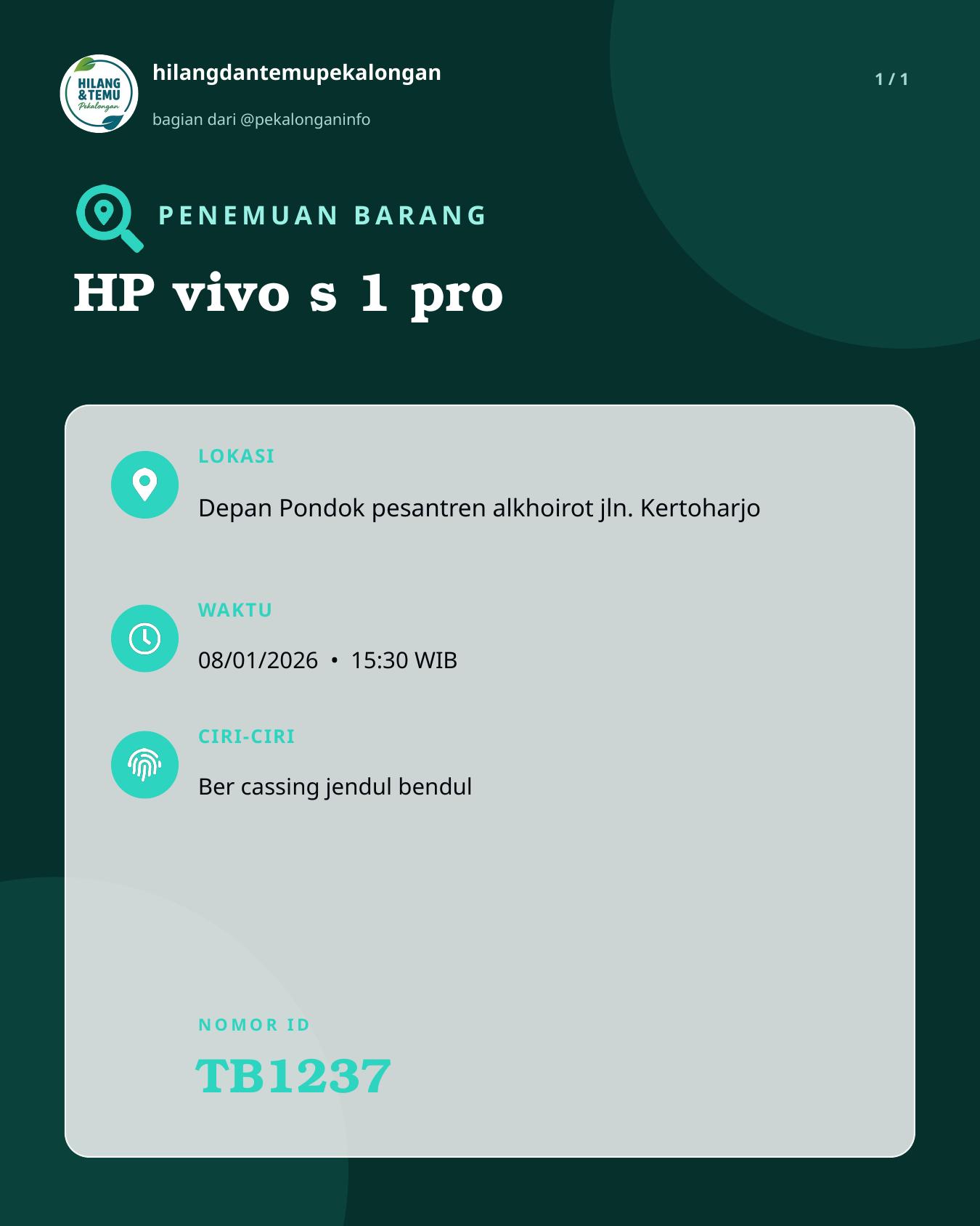 Slide laporan HP vivo s 1 pro (TB1237)