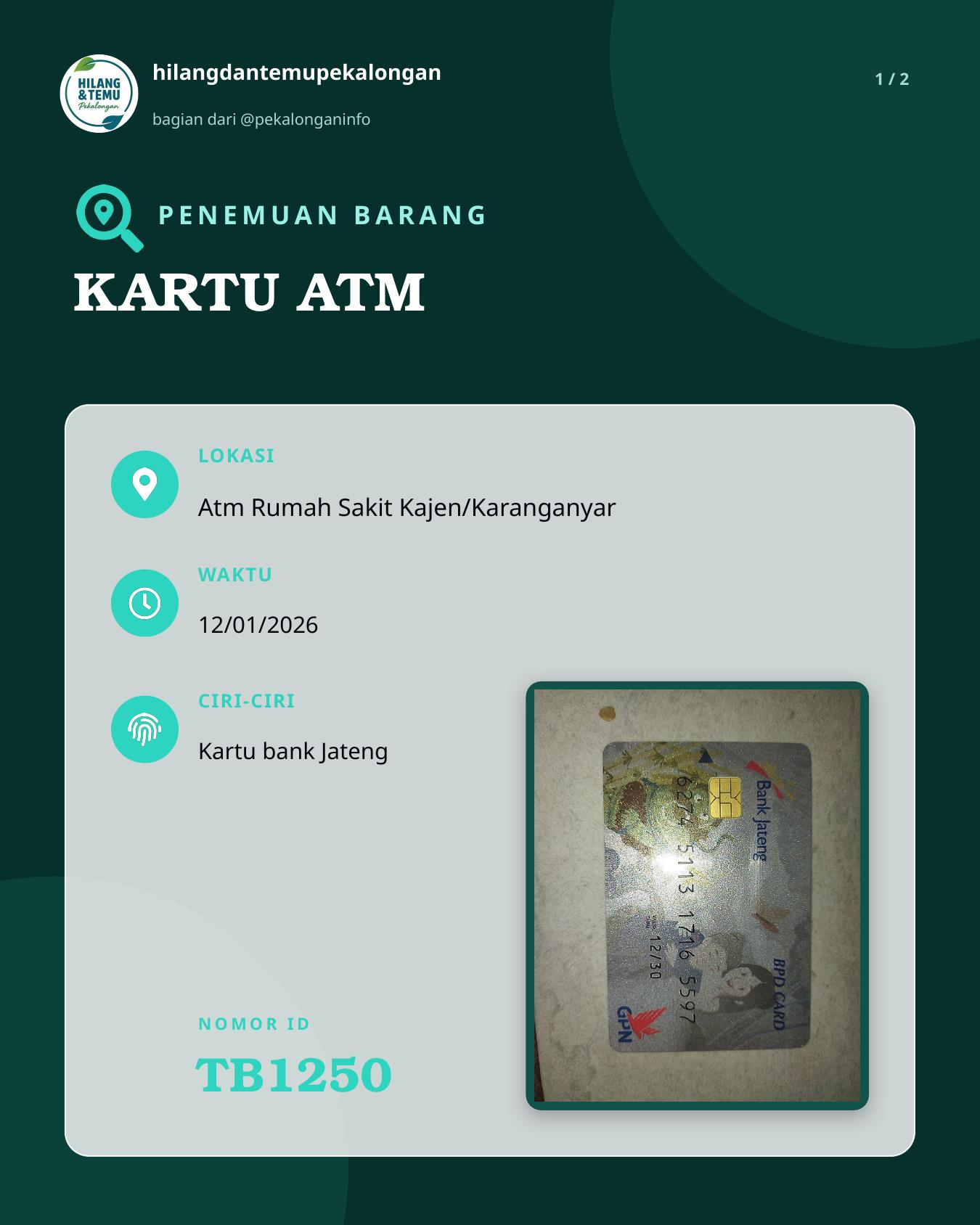 Slide 1 laporan KARTU ATM