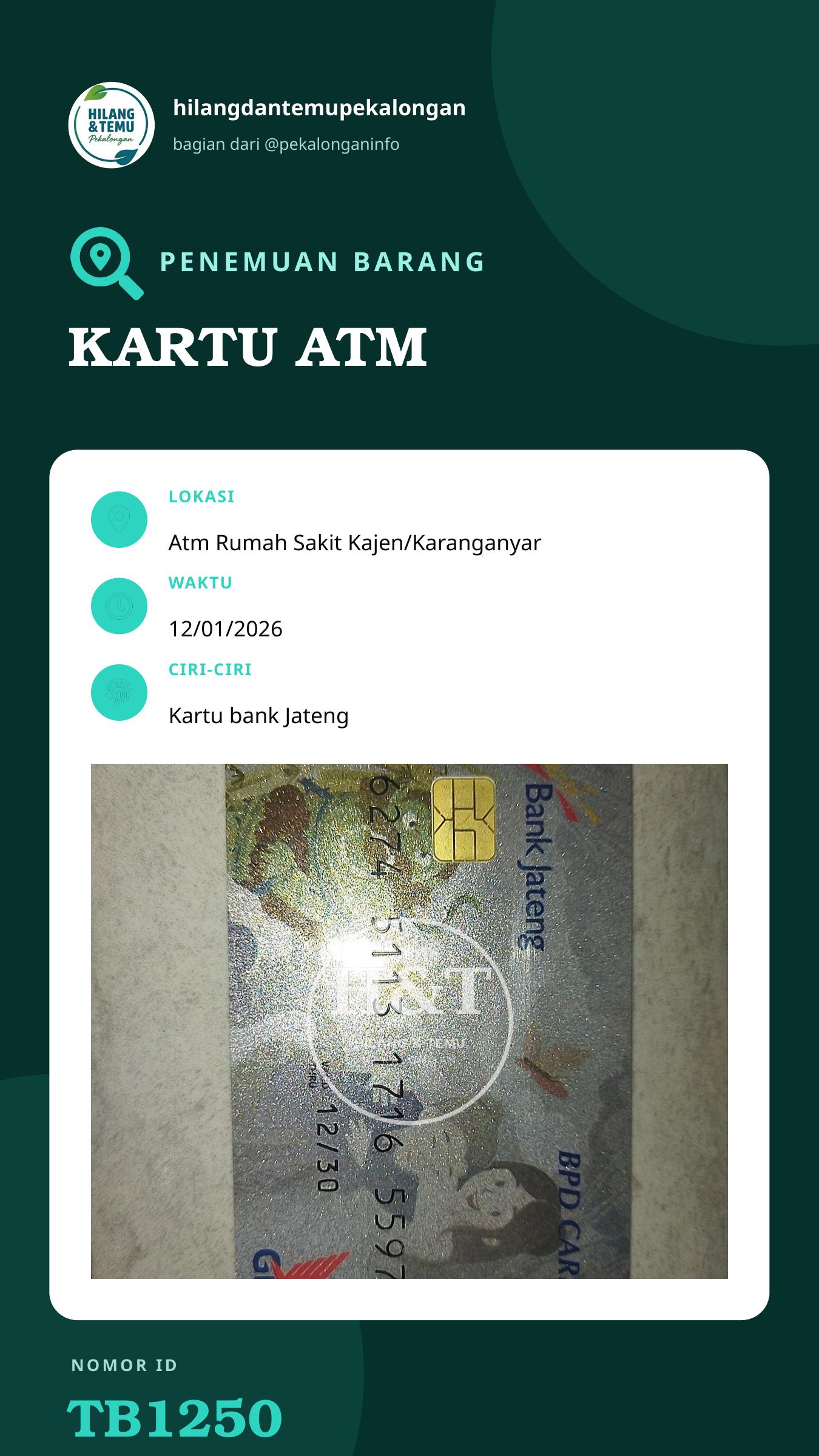 Story 9:16 laporan KARTU ATM