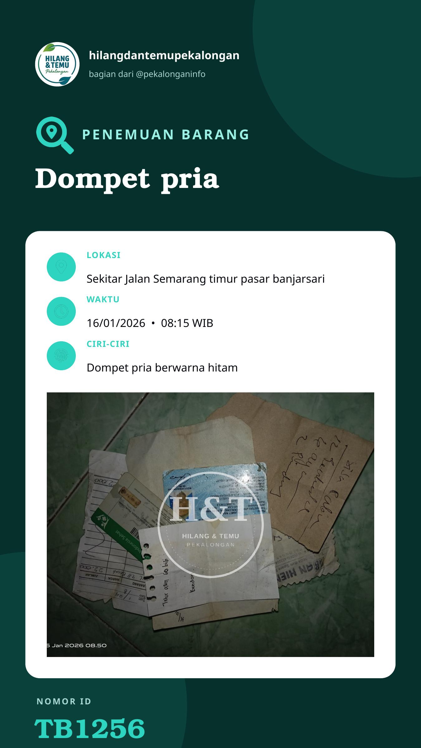 Story 9:16 laporan Dompet pria