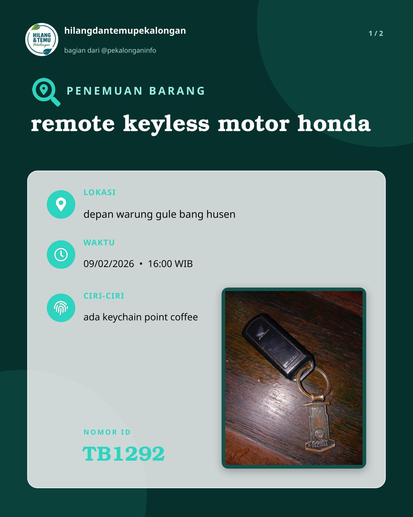 Slide 1 laporan remote keyless motor honda