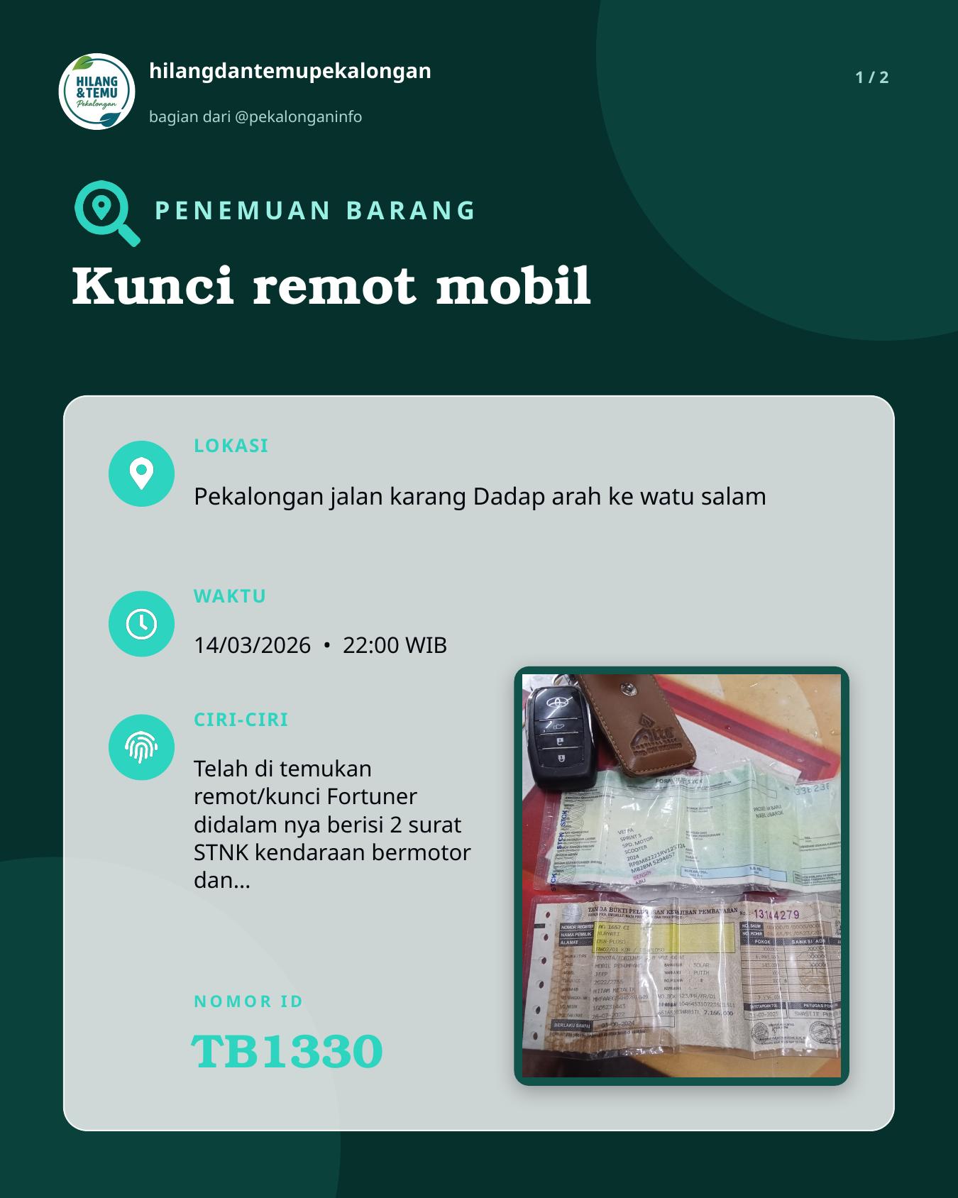 Slide 1 laporan Kunci remot mobil