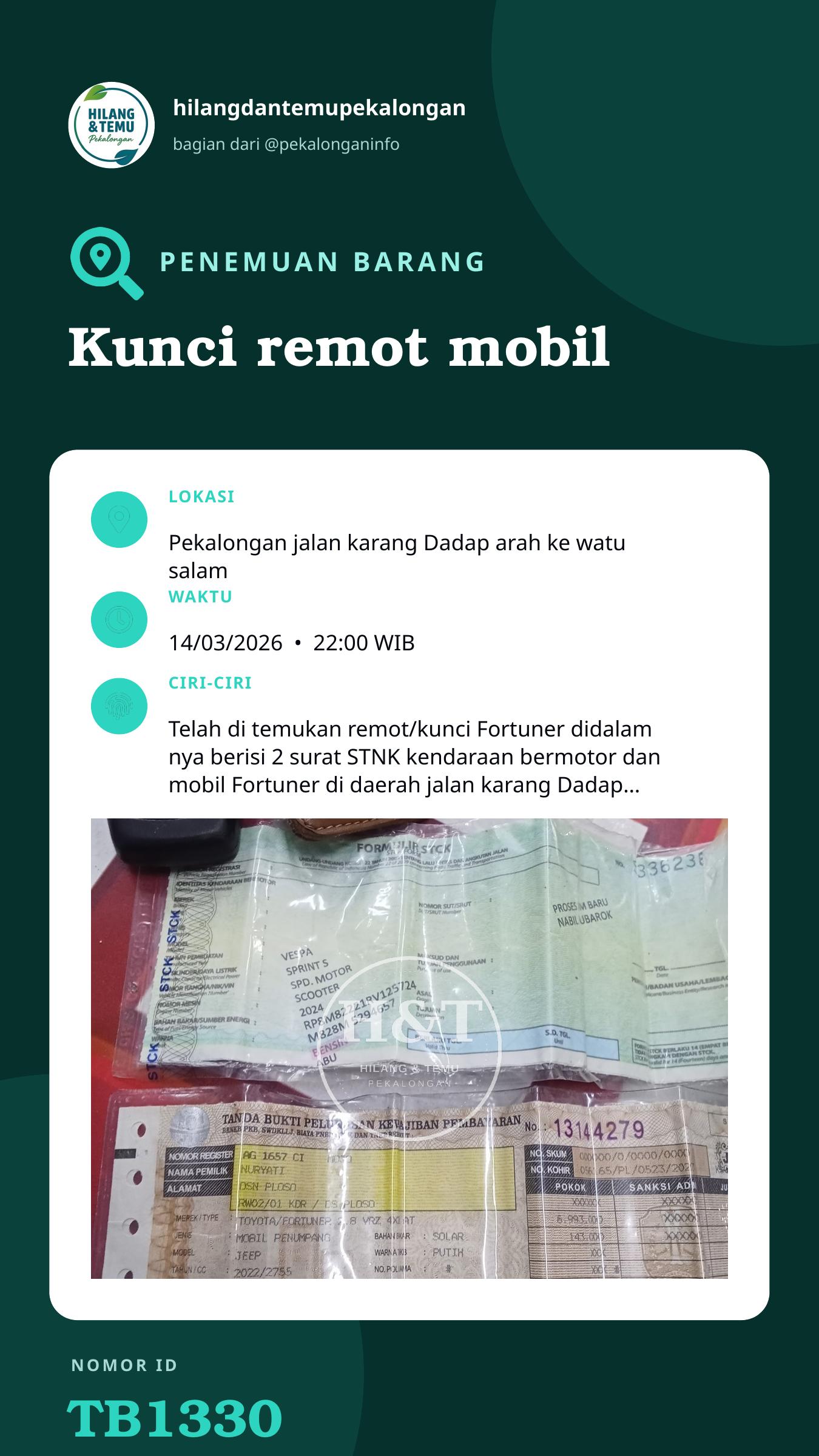 Story 9:16 laporan Kunci remot mobil