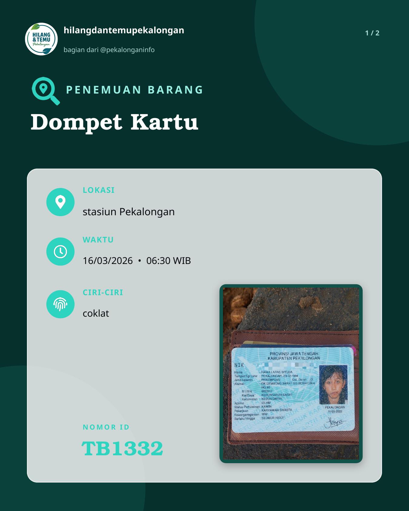 Slide 1 laporan Dompet Kartu