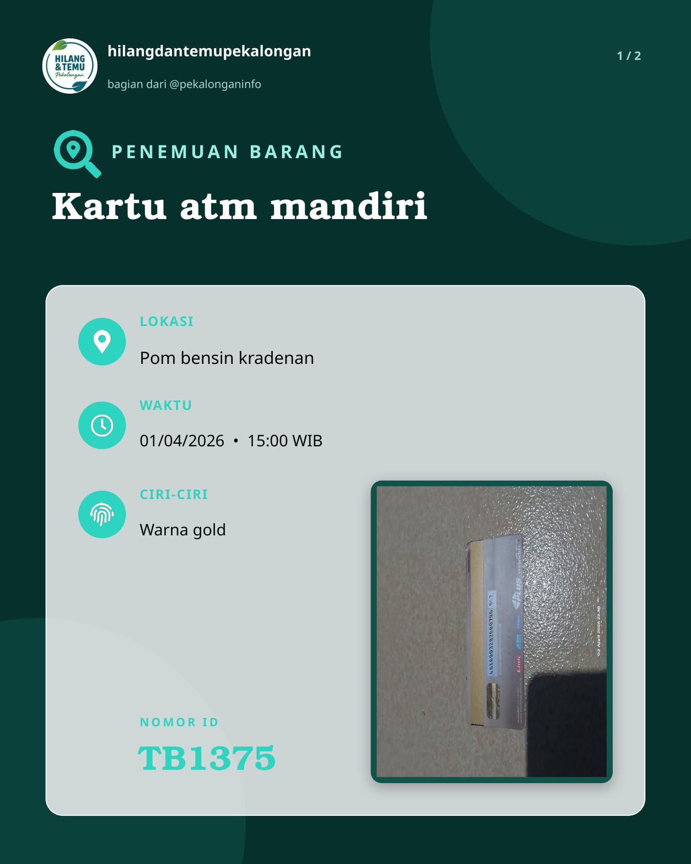 Slide 1 laporan Kartu atm mandiri