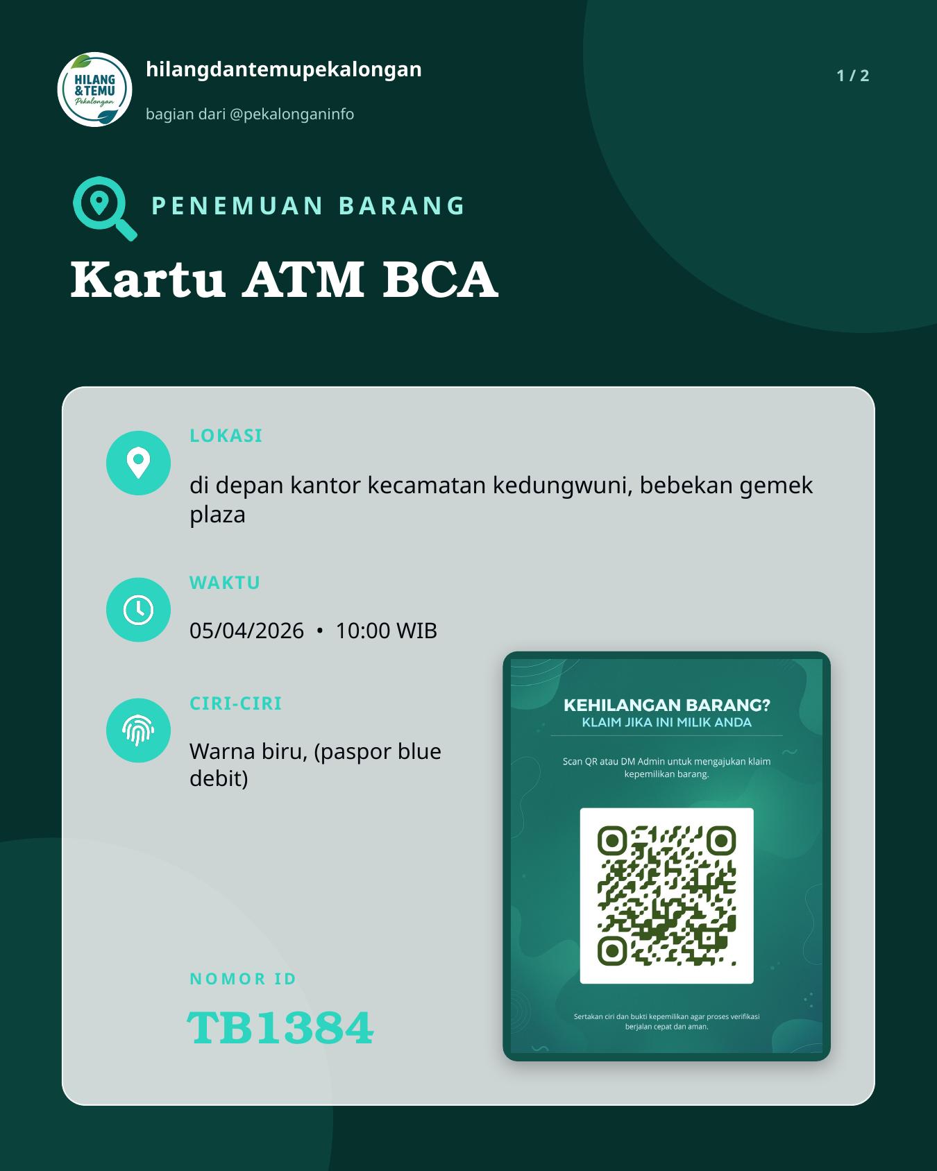 Slide 1 laporan Kartu ATM BCA