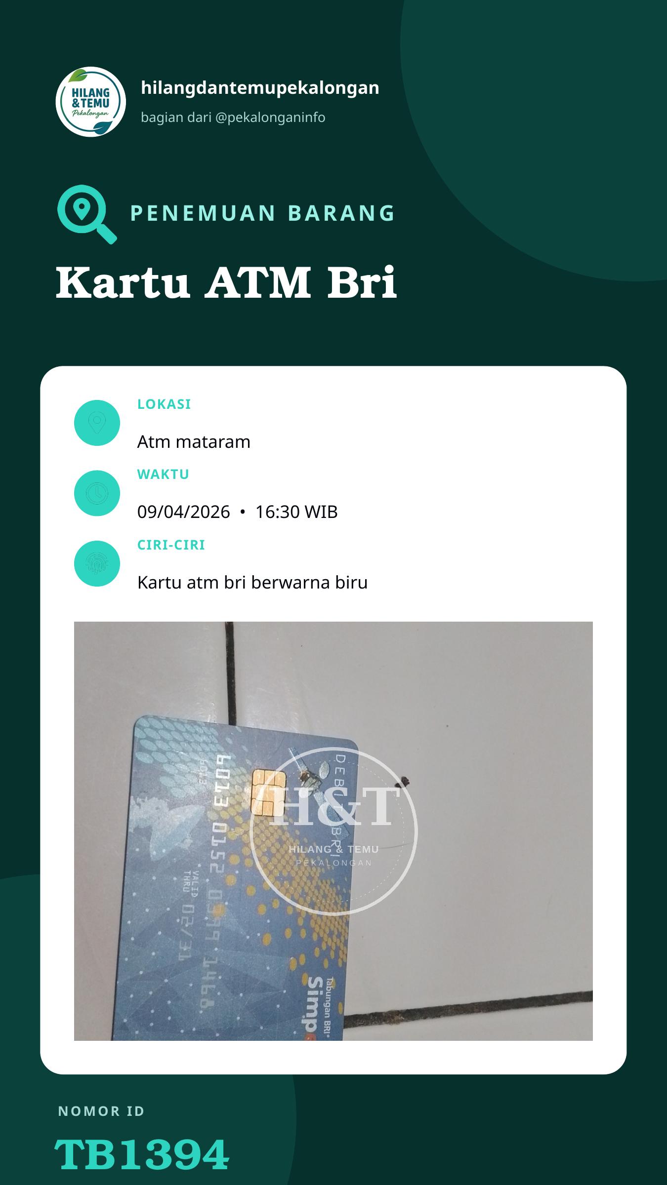 Story 9:16 laporan Kartu ATM Bri