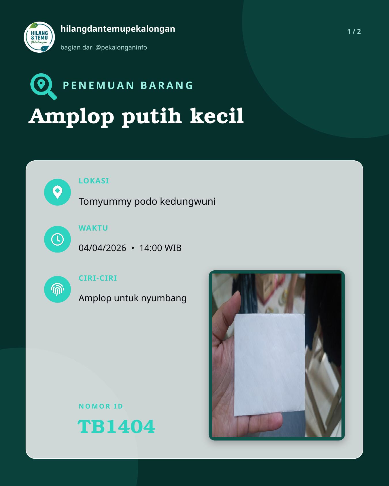 Slide 1 laporan Amplop putih kecil
