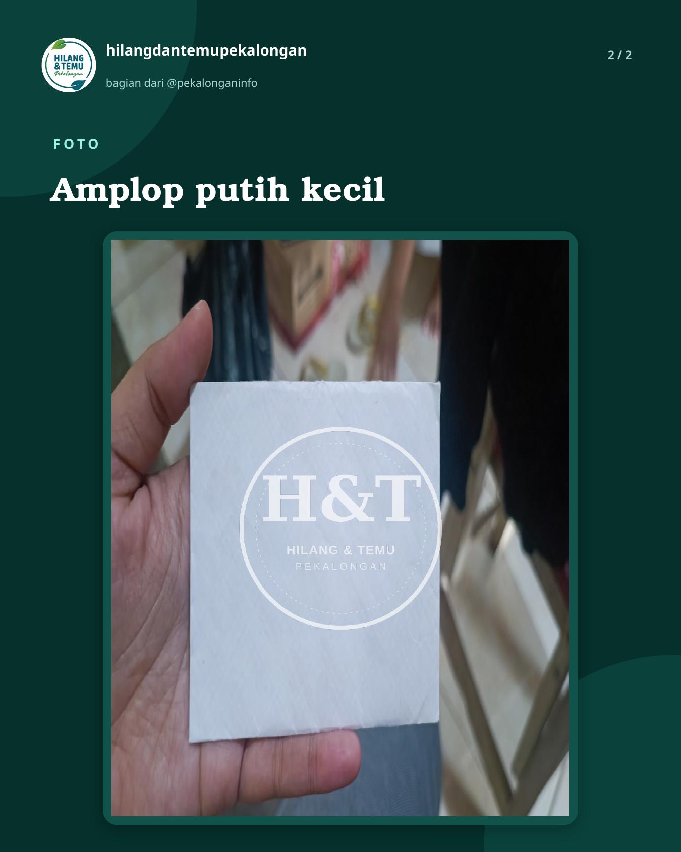 Slide 2 laporan Amplop putih kecil