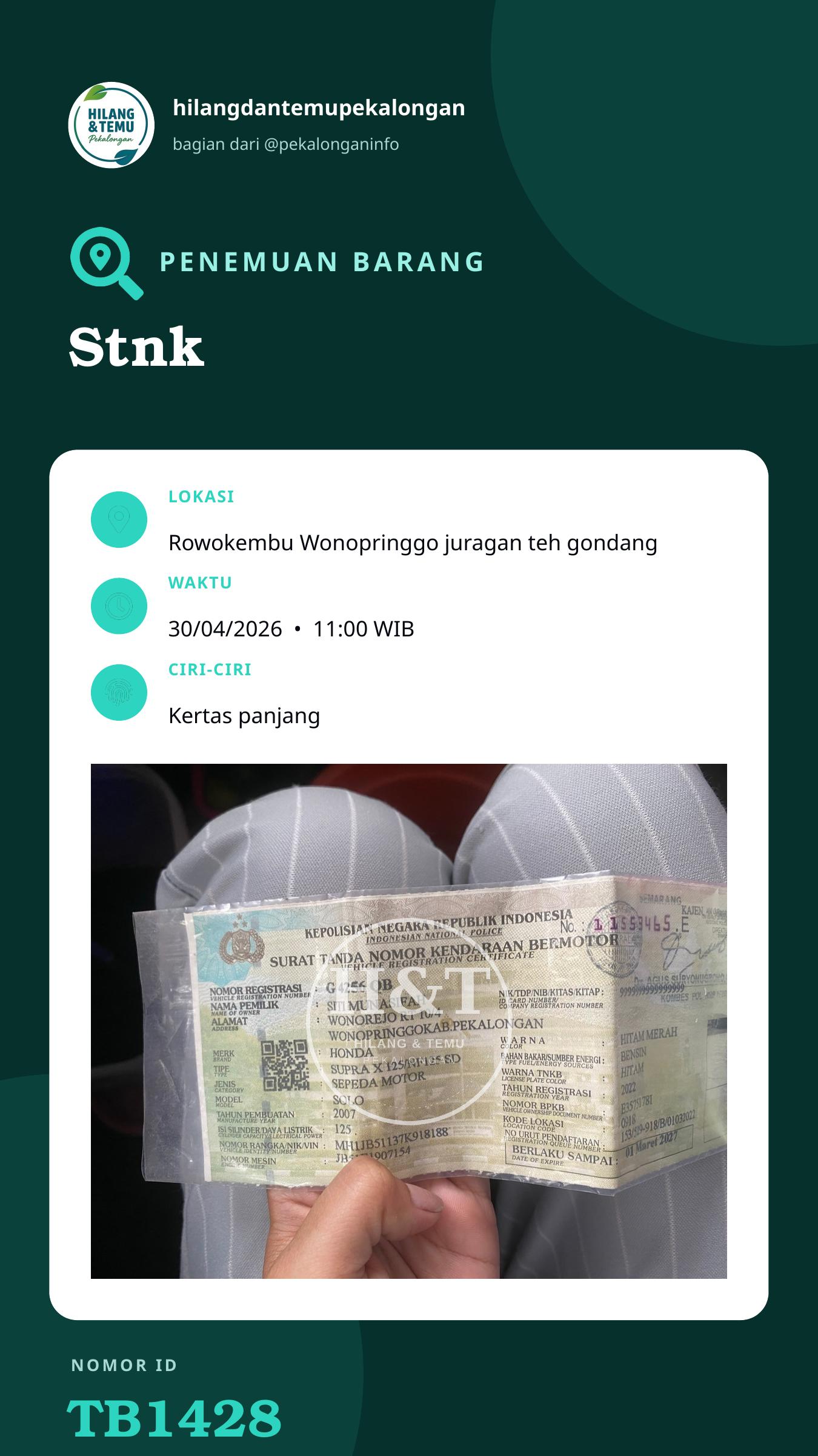 Story 9:16 laporan Stnk