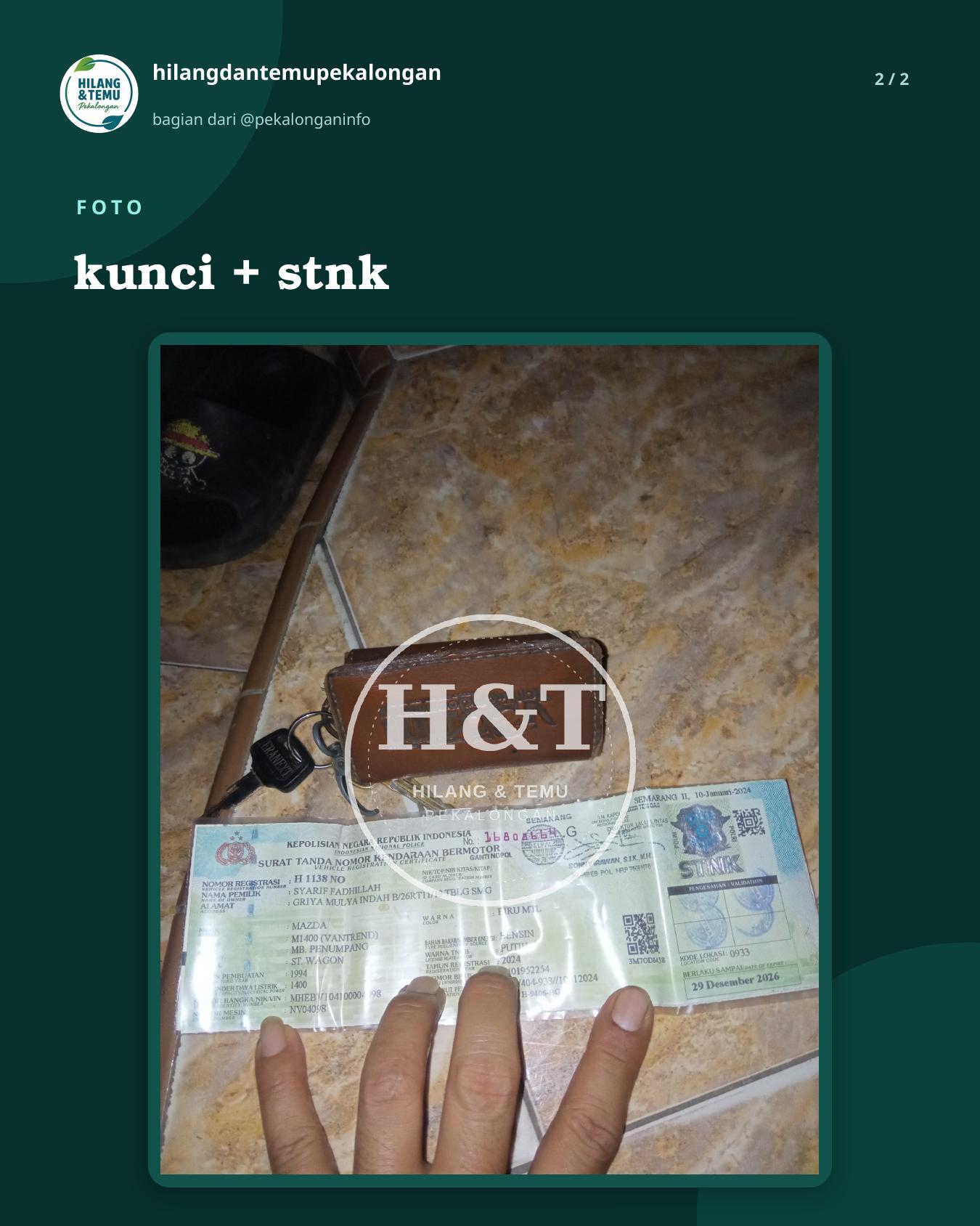 Slide 2 laporan kunci + stnk