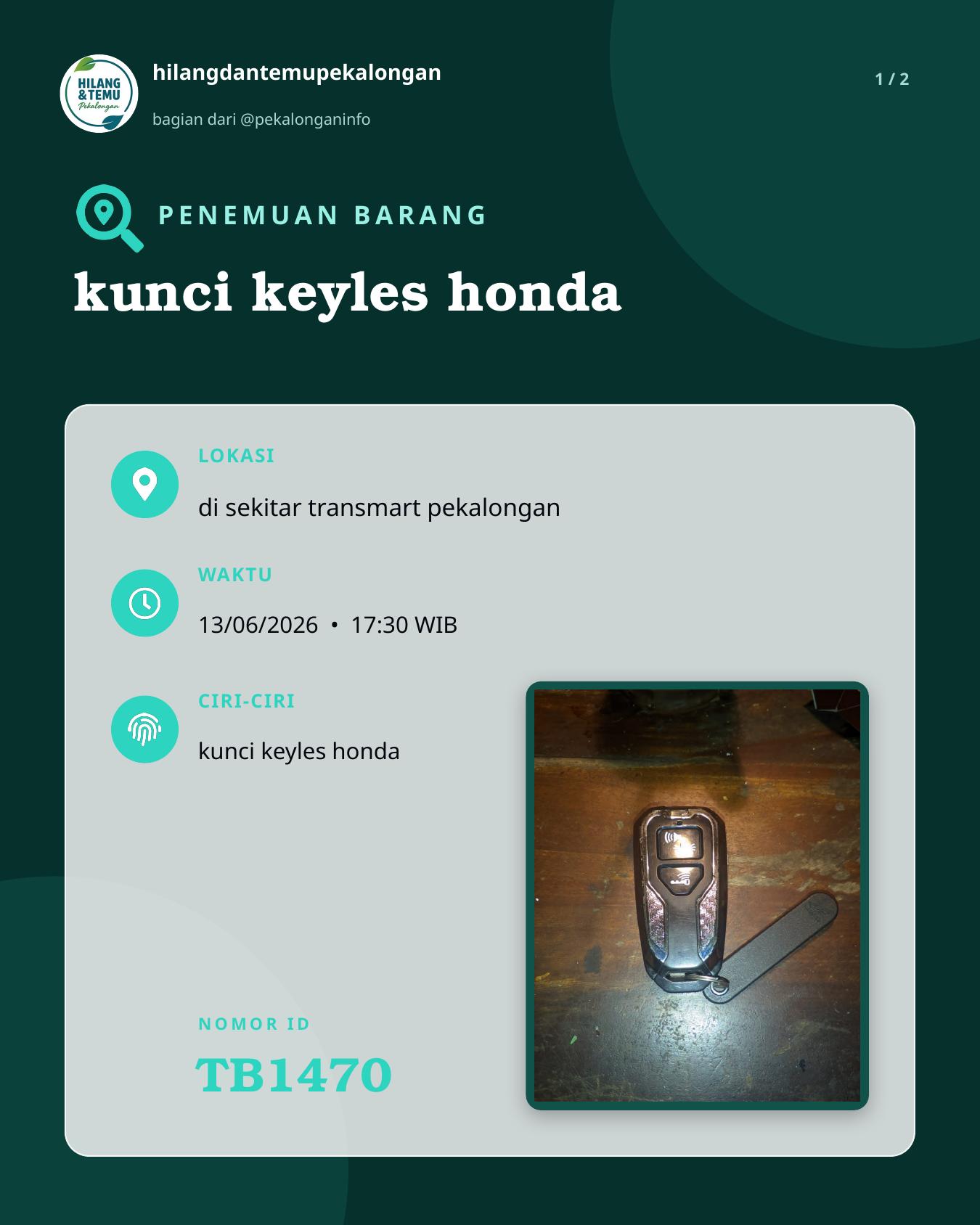 Slide 1 laporan kunci keyles honda
