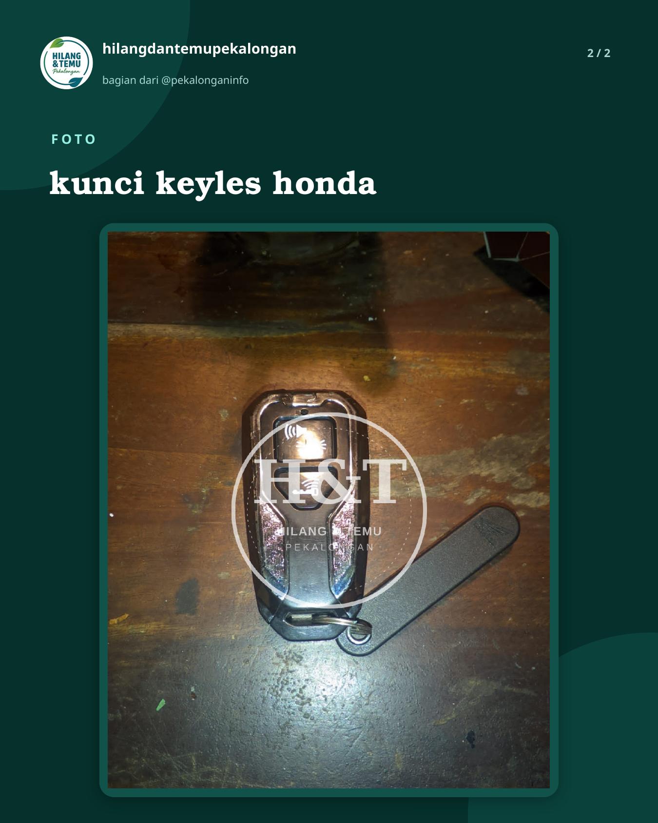 Slide 2 laporan kunci keyles honda