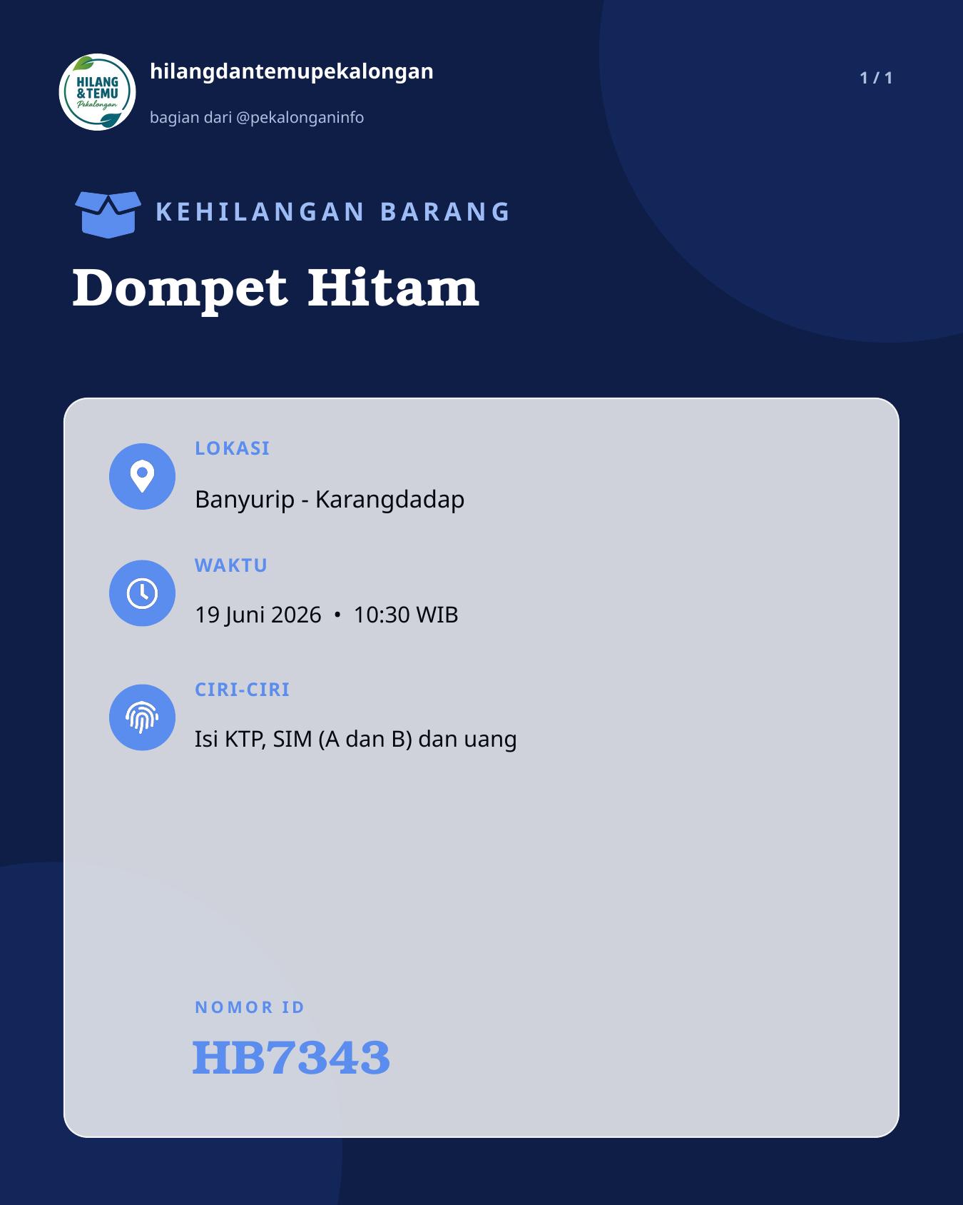 Slide laporan Dompet Hitam (HB7343)