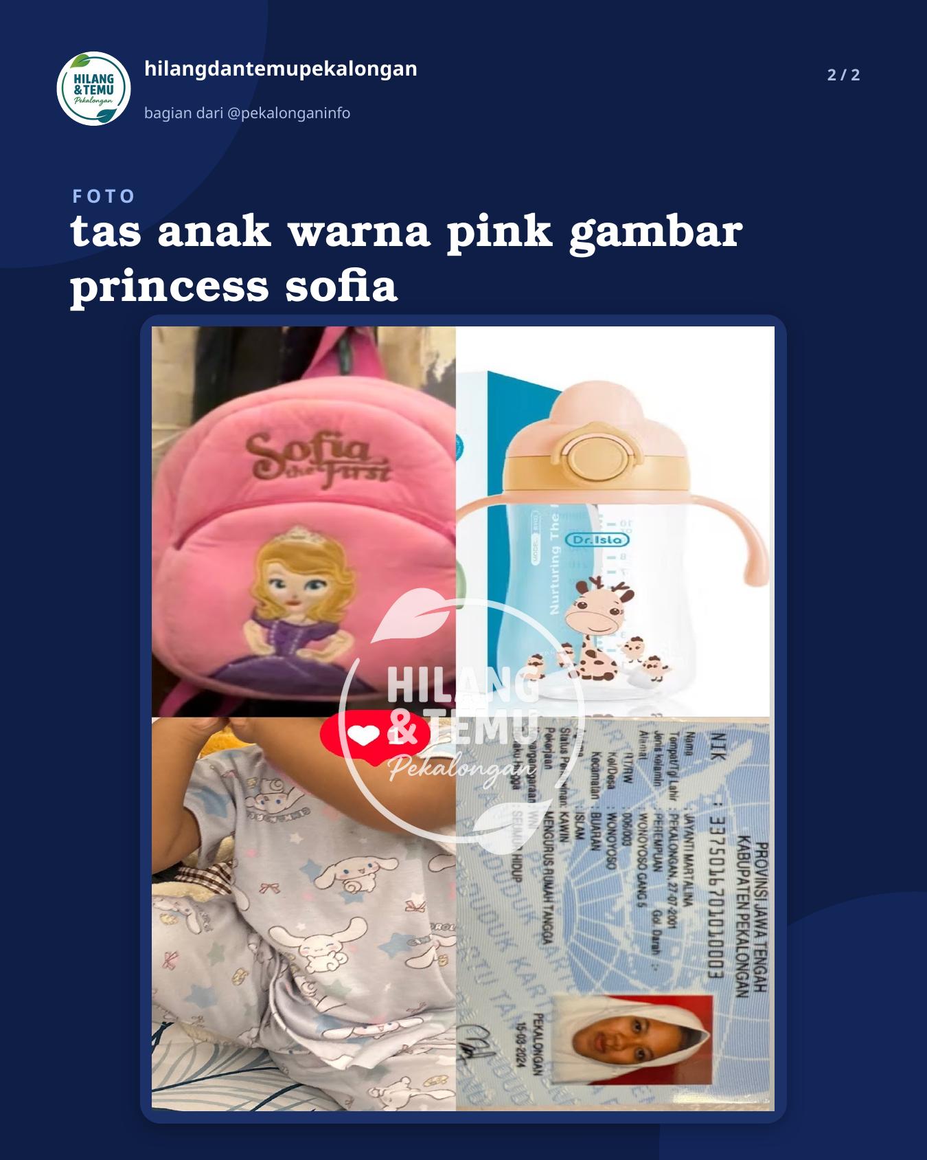 Slide 2 laporan tas anak warna pink gambar princess sofia