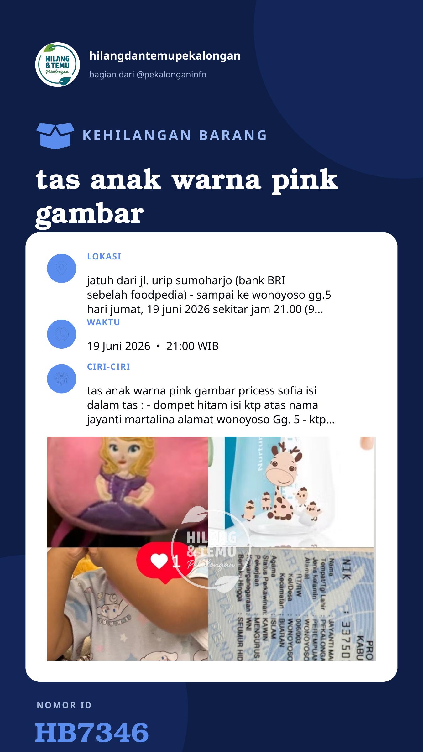 Story 9:16 laporan tas anak warna pink gambar princess sofia