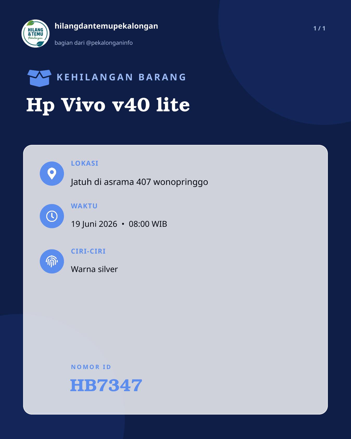Slide laporan Hp Vivo v40 lite (HB7347)