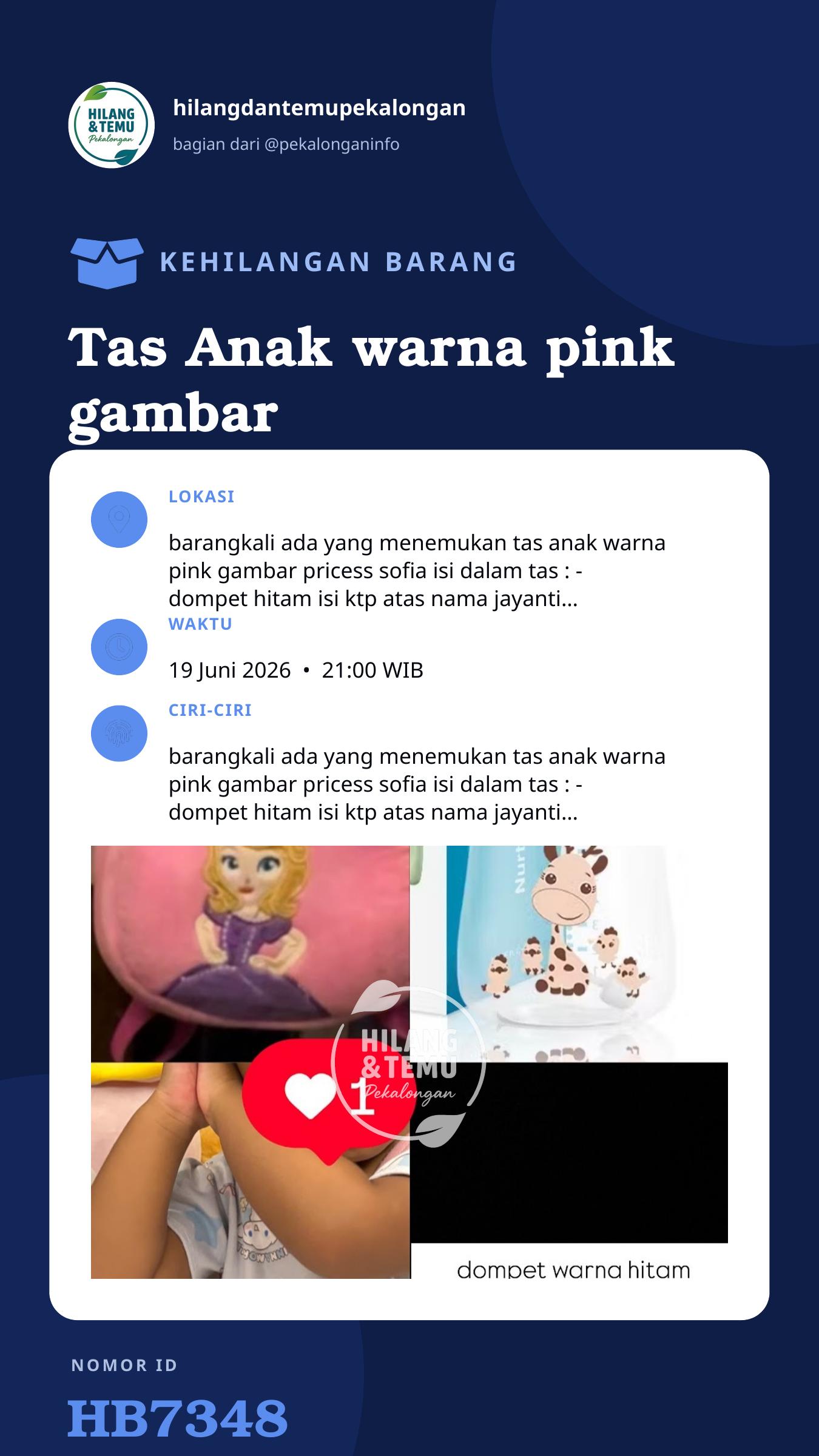 Story 9:16 laporan Tas Anak warna pink gambar pricess sofia