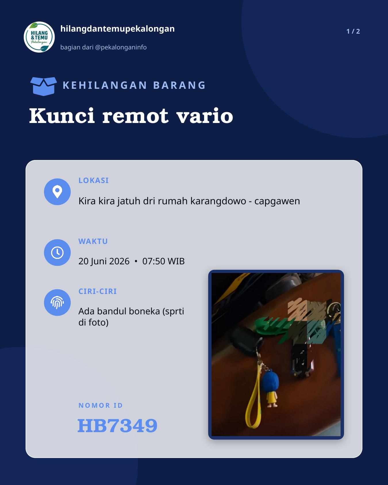 Slide laporan Kunci remot vario (HB7349)