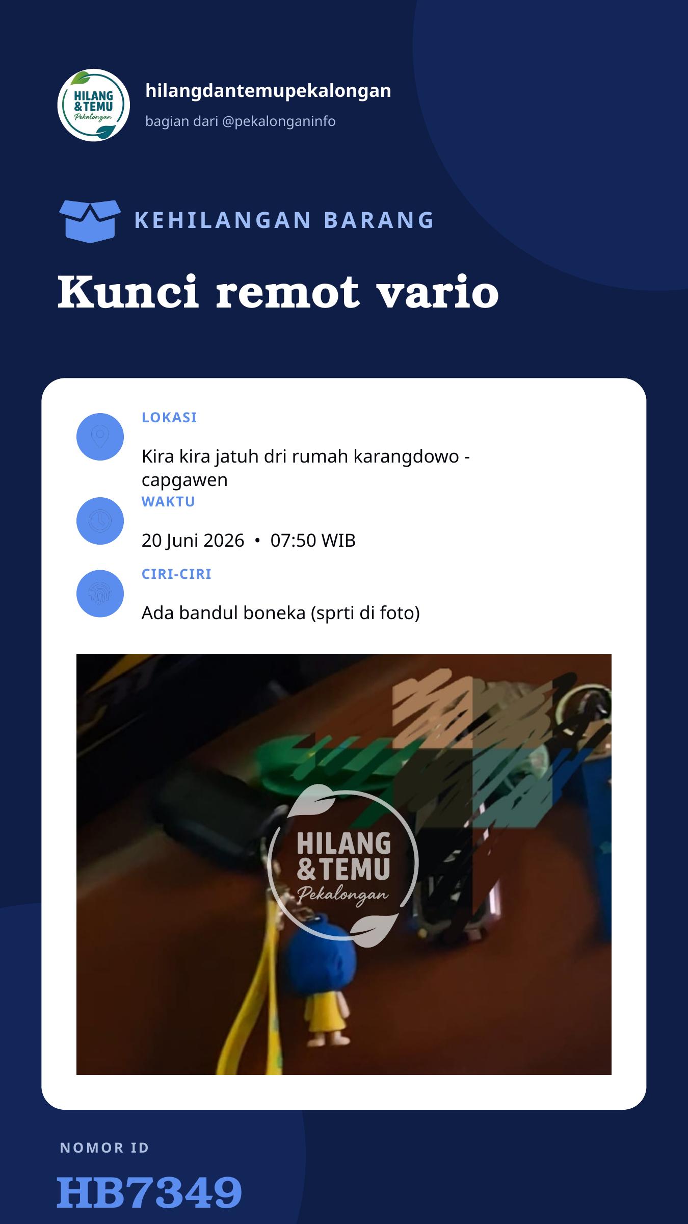 Story 9:16 laporan Kunci remot vario
