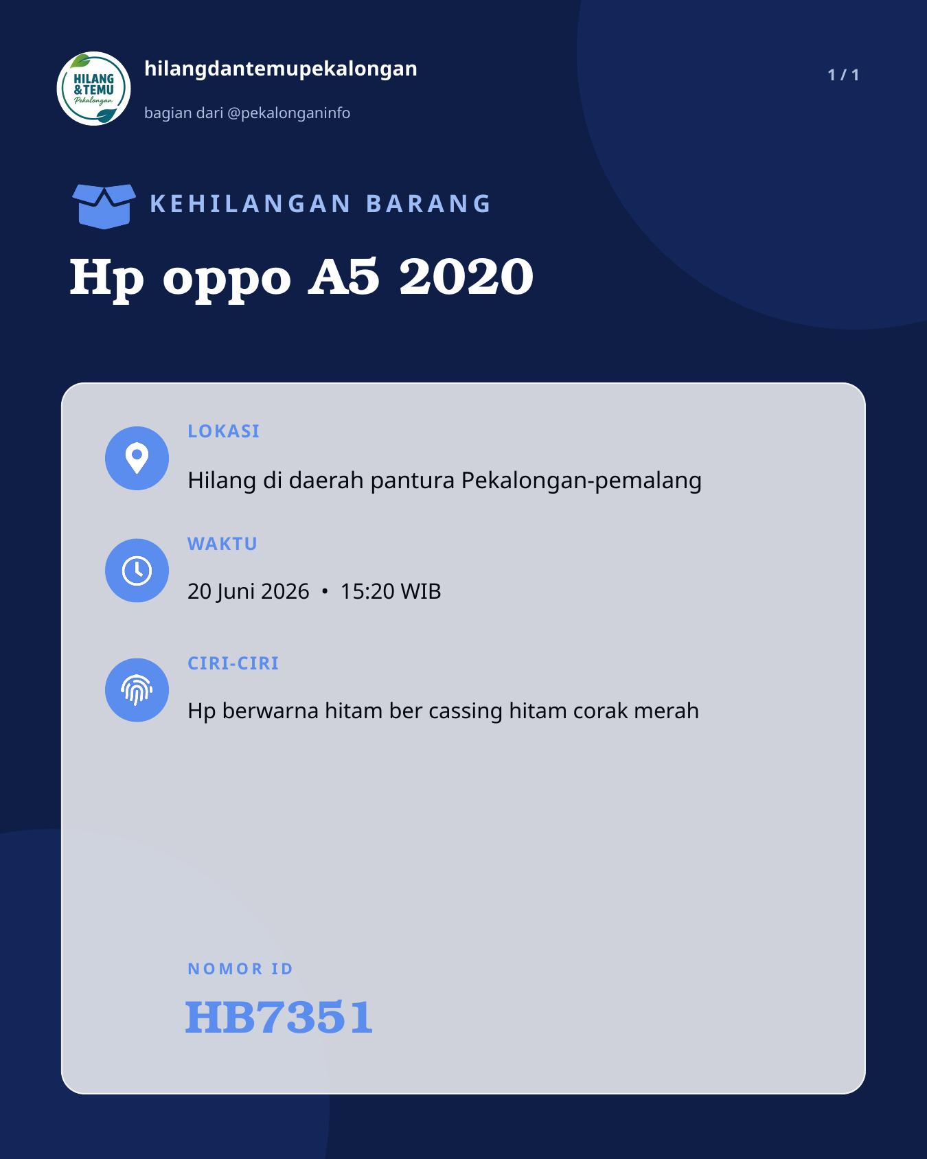Slide laporan Hp oppo A5 2020 (HB7351)