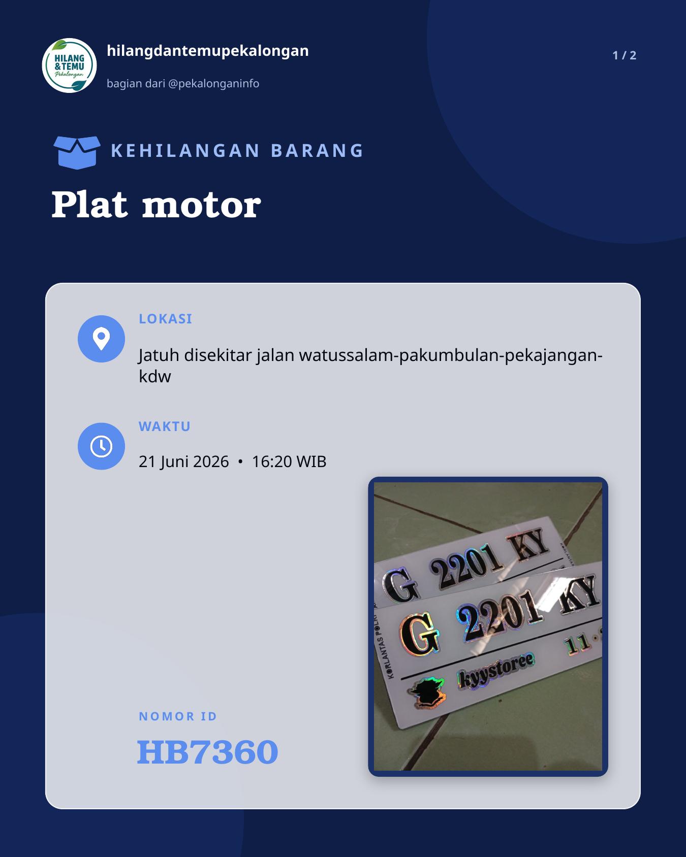 Slide laporan Plat motor (HB7360)