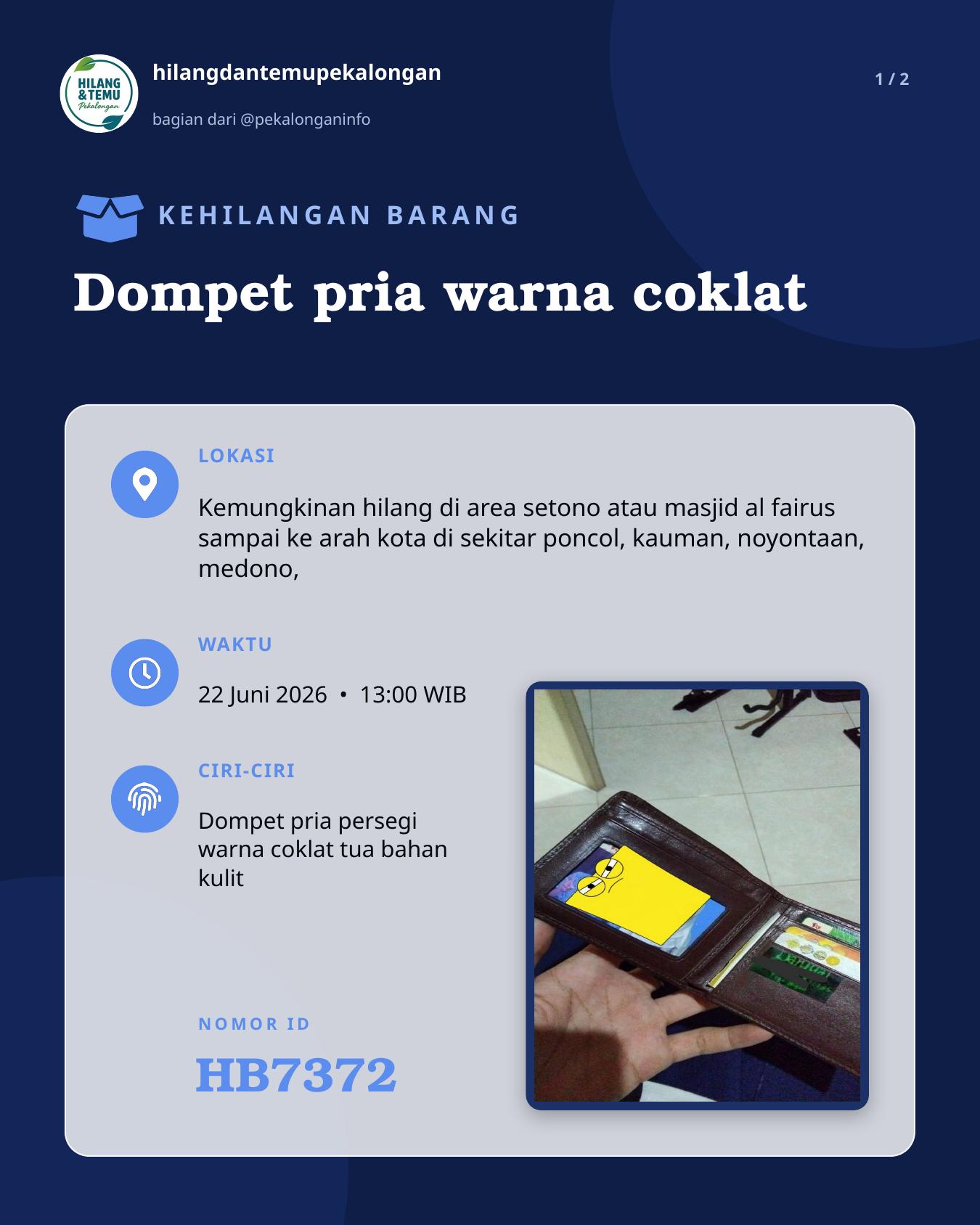 Slide laporan Dompet pria warna coklat (HB7372)