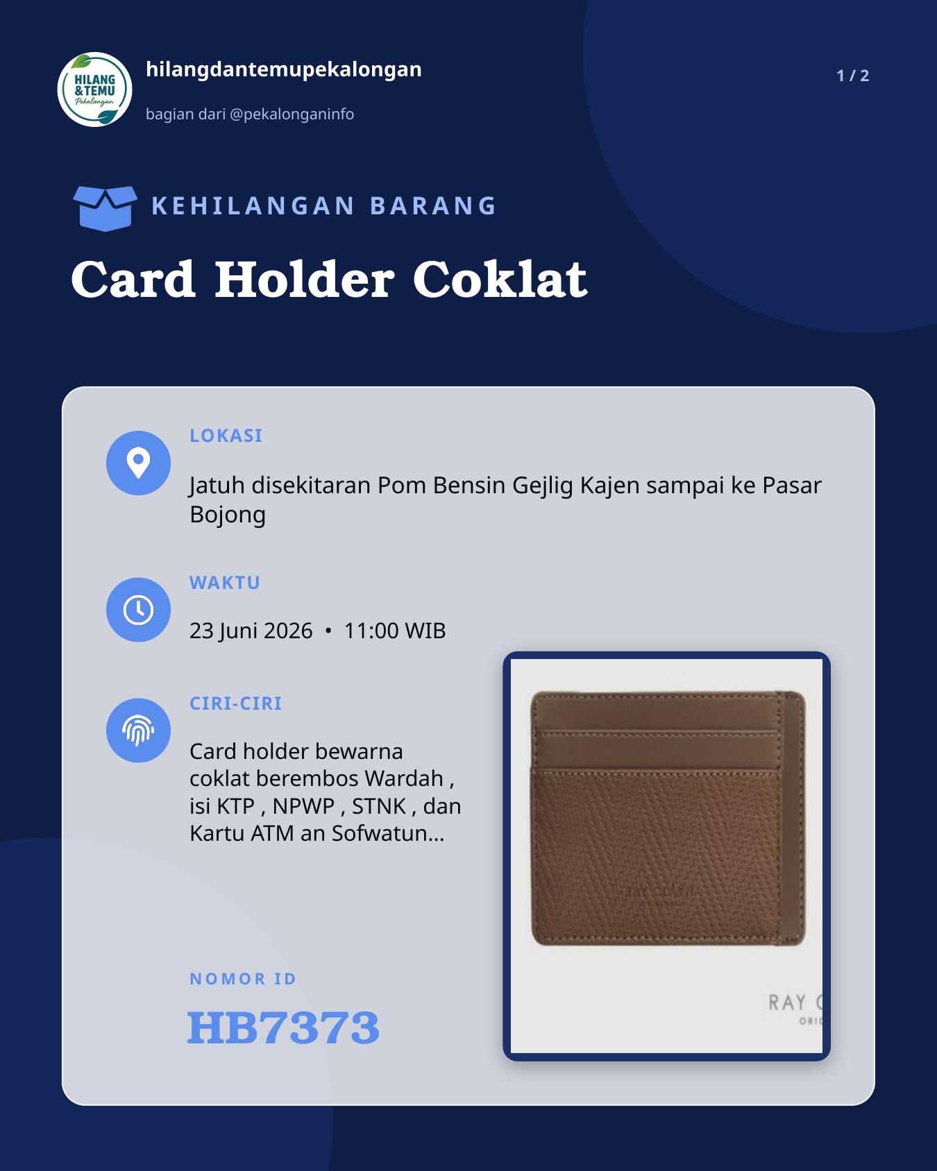 Slide laporan Card Holder Coklat (HB7373)
