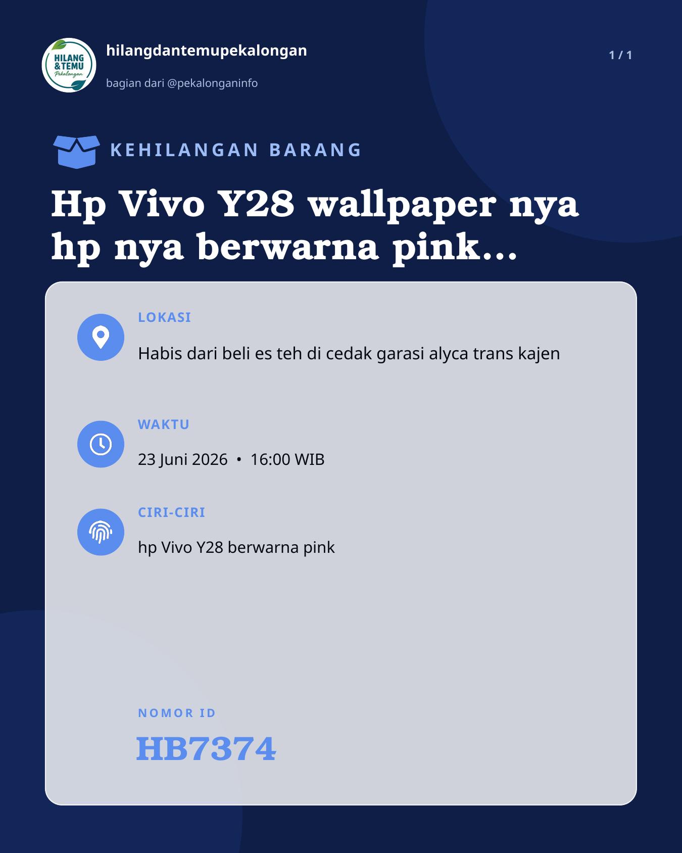 Slide laporan Hp Vivo Y28 wallpaper nya hp nya berwarna pink di tombol volume warna silver wallpaper ada tulisan putri alifiyah widiyafemi (HB7374)