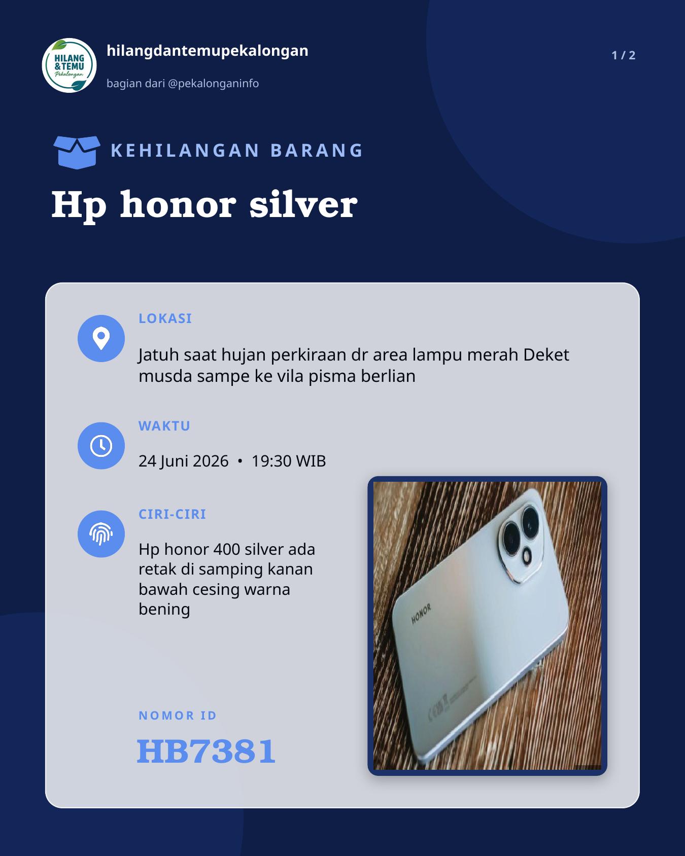 Slide laporan Hp honor silver (HB7381)
